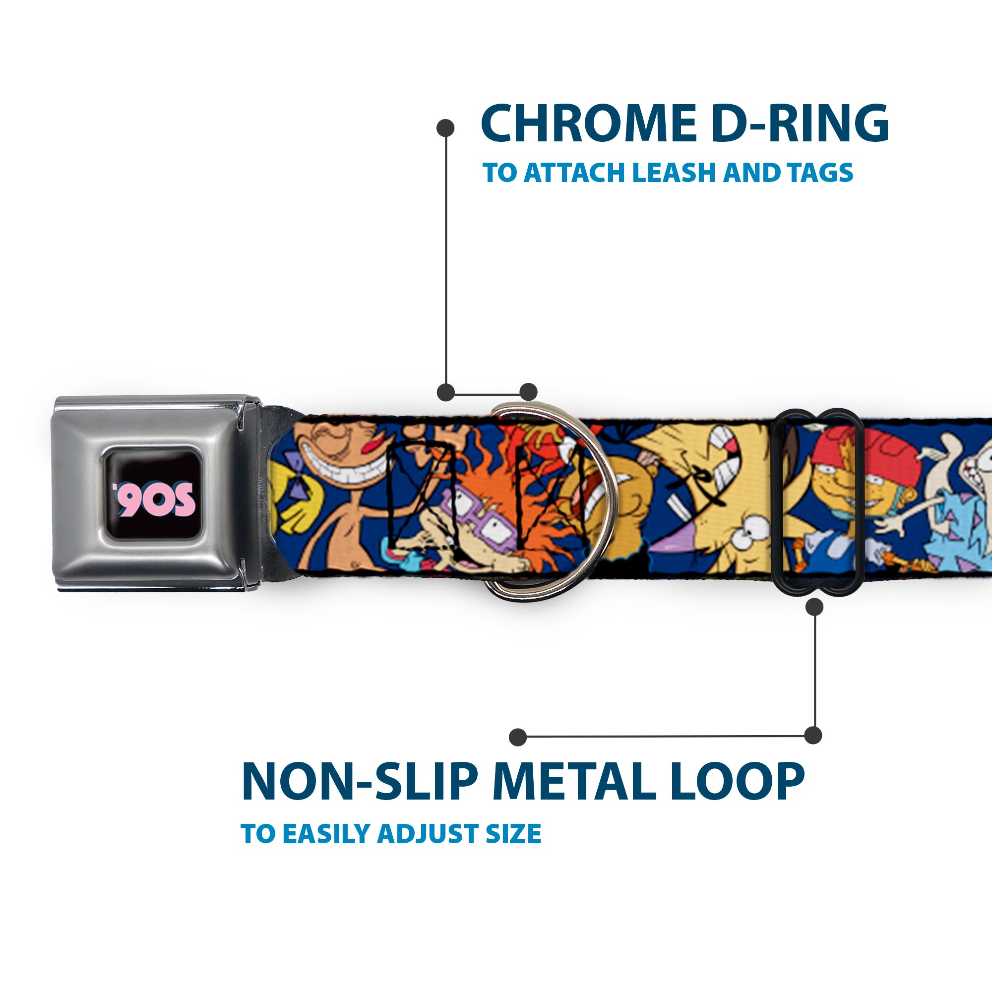 Nick 90'S Icon Full Color Black/Blue/Pink Seatbelt Buckle Collar - Nick 90's Rewind 16-Character Poses Navy Blue Seatbelt Buckle Collars Nick 90s