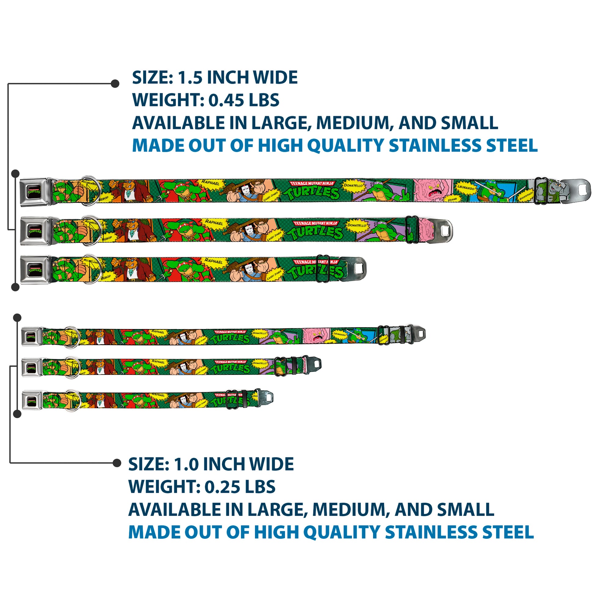 Classic TEENAGE MUTANT NINJA TURTLES Logo Seatbelt Buckle Collar - Classic TEENAGE MUTANT NINJA TURTLES Character Comic Scenes Seatbelt Buckle Collars Teenage Mutant Ninja Turtles