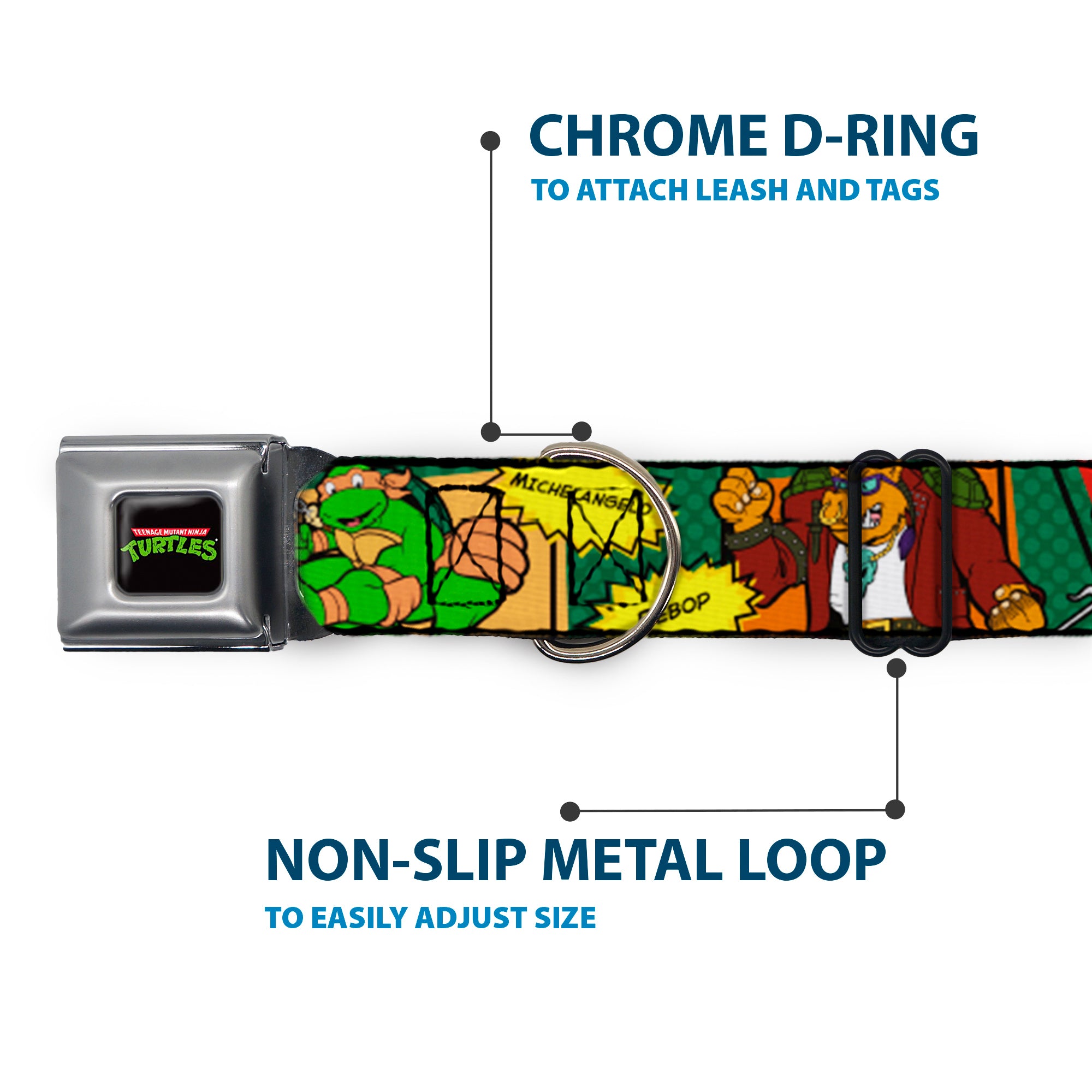 Classic TEENAGE MUTANT NINJA TURTLES Logo Seatbelt Buckle Collar - Classic TEENAGE MUTANT NINJA TURTLES Character Comic Scenes Seatbelt Buckle Collars Teenage Mutant Ninja Turtles