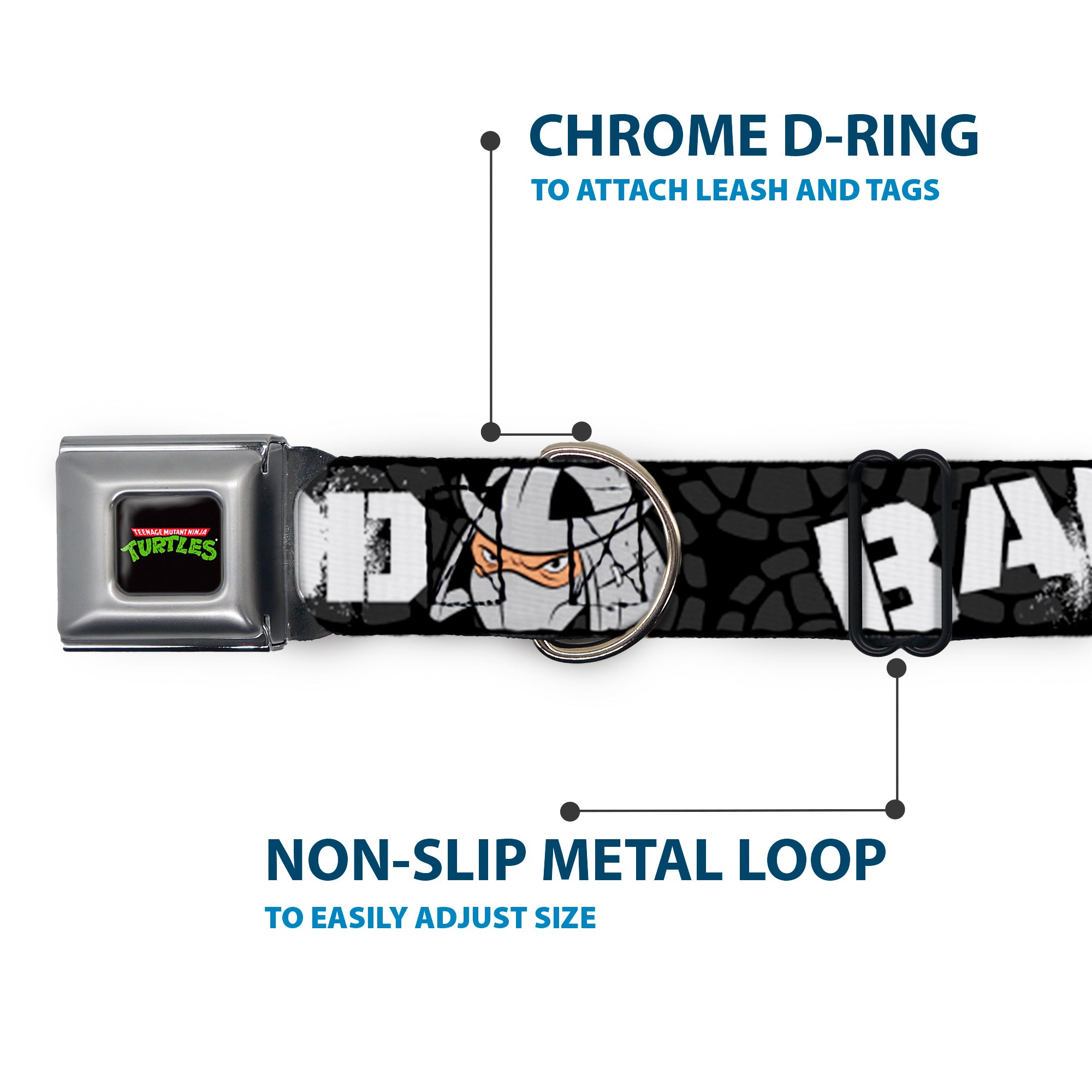 Classic TEENAGE MUTANT NINJA TURTLES Logo Seatbelt Buckle Collar - Shredder Poses BAD NEVER LOOKED THIS GOOD Seatbelt Buckle Collars Teenage Mutant Ninja Turtles