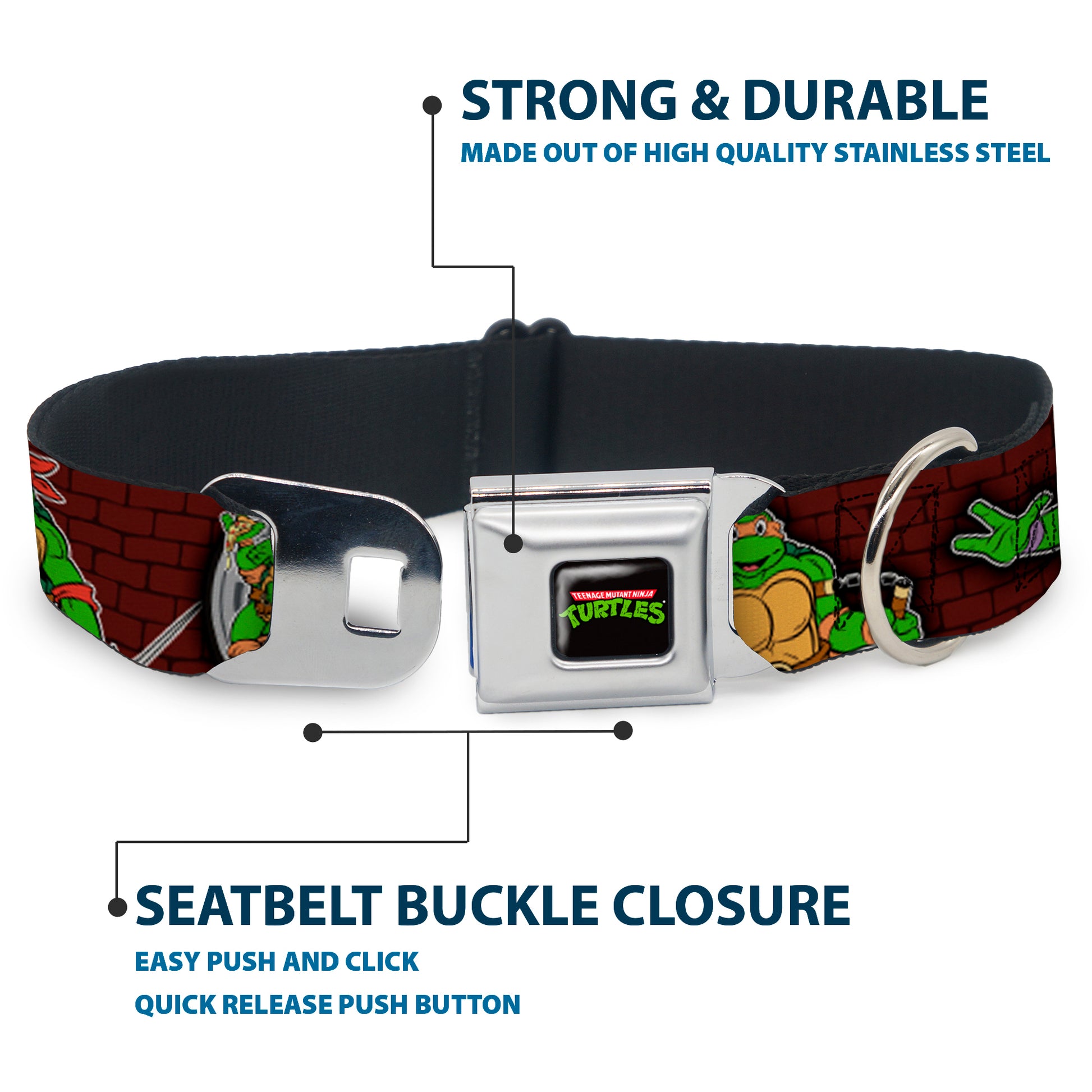 Classic TEENAGE MUTANT NINJA TURTLES Logo Seatbelt Buckle Collar - Classic TEENAGE MUTANT NINJA TURTLES Battle Poses/Group Pose7 Seatbelt Buckle Collars Teenage Mutant Ninja Turtles