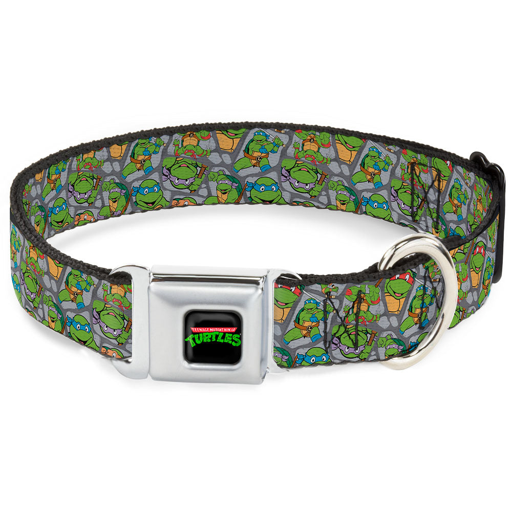 Classic TEENAGE MUTANT NINJA TURTLES Logo Seatbelt Buckle Collar - Classic Teenage Mutant Ninja Turtles Expression & Pose Turtle Shell Collage Lavender Seatbelt Buckle Collars Teenage Mutant Ninja Turtles