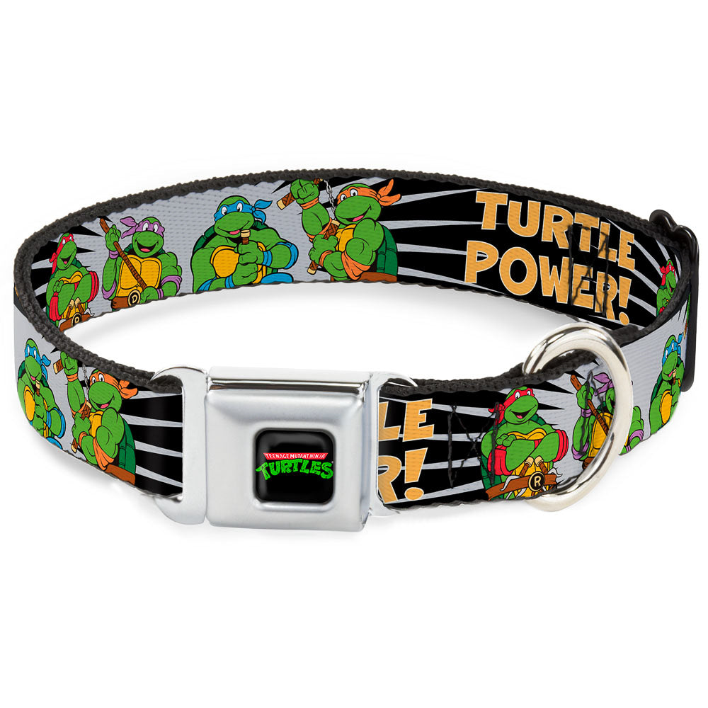 Classic TEENAGE MUTANT NINJA TURTLES Logo Seatbelt Buckle Collar - Classic Teenage Mutant Ninja Turtles Group Pose/TURTLE POWER! Seatbelt Buckle Collars Teenage Mutant Ninja Turtles