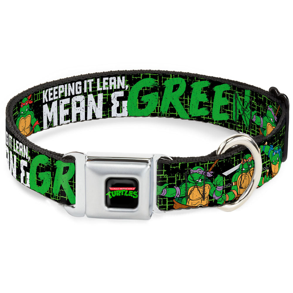 Classic TEENAGE MUTANT NINJA TURTLES Logo Seatbelt Buckle Collar - Classic TMNT Group Pose6/KEEPING IT LEAN, MEAN & GREEN Black/Green/White Seatbelt Buckle Collars Teenage Mutant Ninja Turtles
