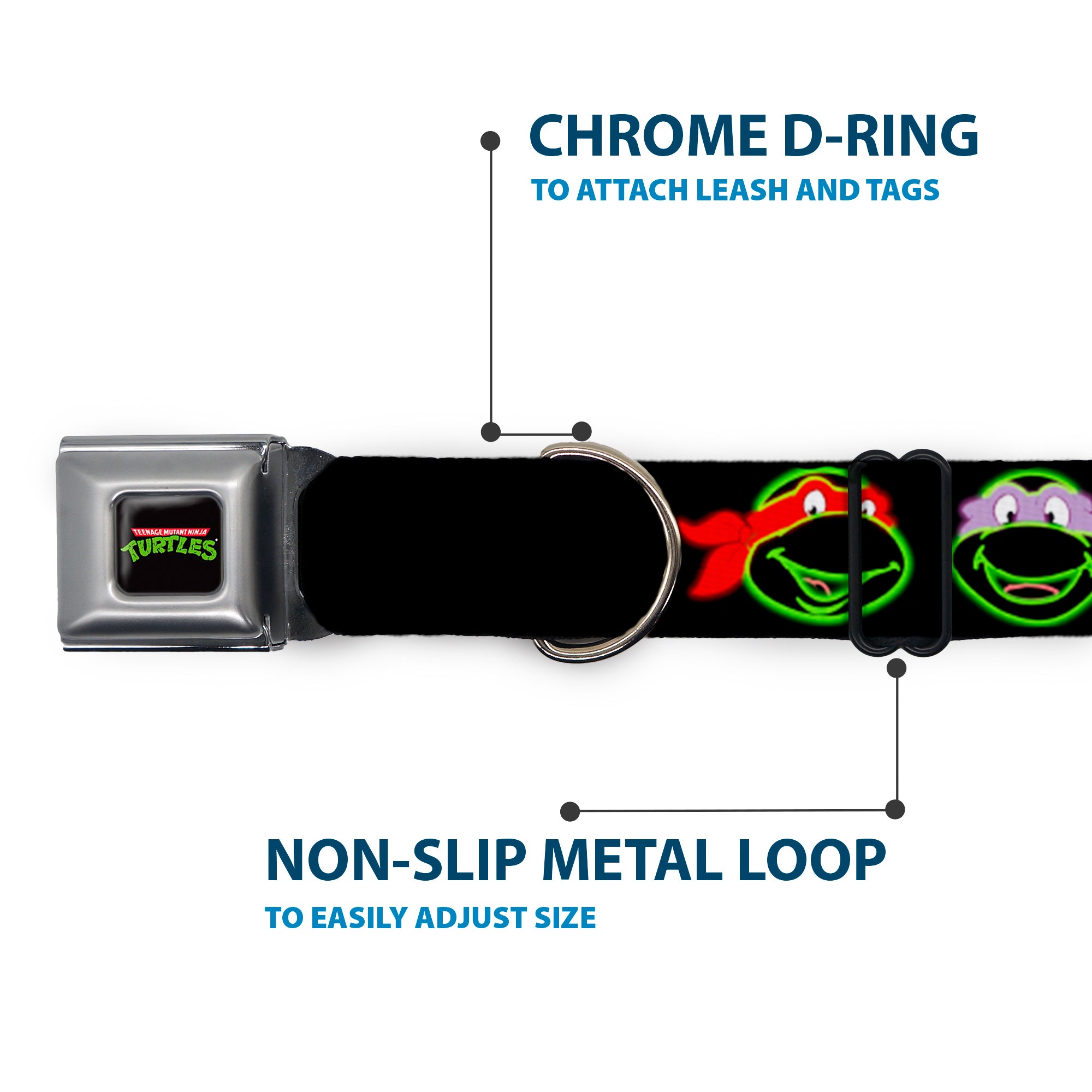 Classic TEENAGE MUTANT NINJA TURTLES Logo Seatbelt Buckle Collar - Classic Teenage Mutant Ninja Turtles Electric Expressions Black/Multi Neon Seatbelt Buckle Collars Teenage Mutant Ninja Turtles