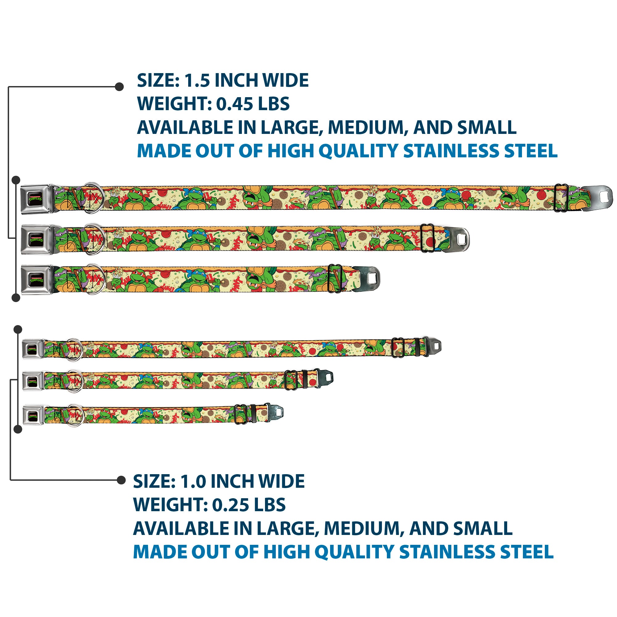 Classic TMNT Logo Seatbelt Buckle Collar - Classic TMNT Turtle Pizza Seatbelt Buckle Collars Teenage Mutant Ninja Turtles