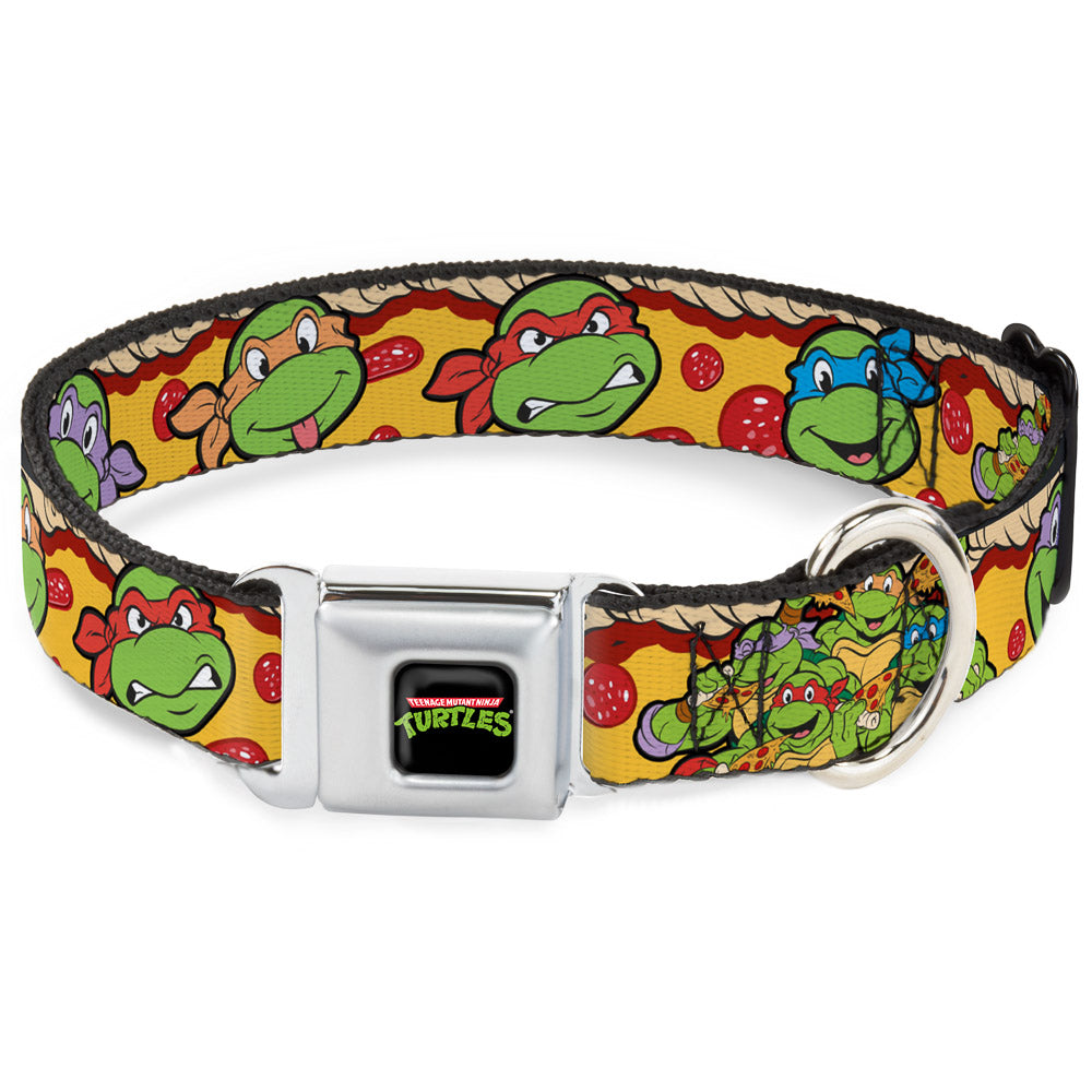 Classic TMNT Logo Seatbelt Buckle Collar - Classic Teenage Mutant Ninja Turtles 4-Turtle Faces Pepperoni Pizza/Turtles Pose16 Seatbelt Buckle Collars Teenage Mutant Ninja Turtles
