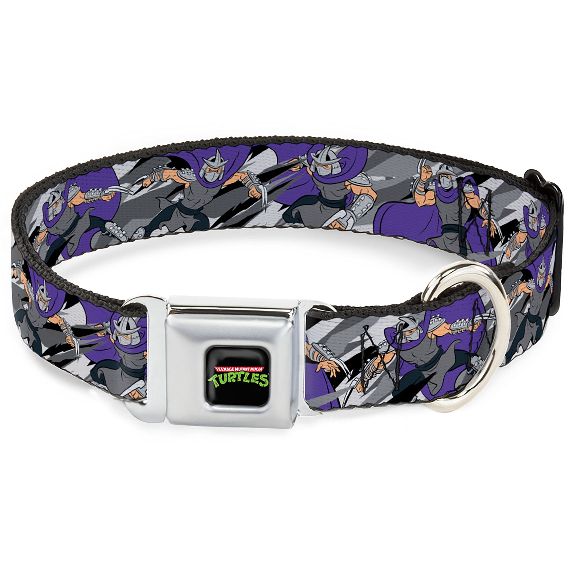 Classic TEENAGE MUTANT NINJA TURTLES Logo Seatbelt Buckle Collar - Teenage Mutant Ninja Turtles Shredder Action Poses Grays/Purple Seatbelt Buckle Collars Teenage Mutant Ninja Turtles
