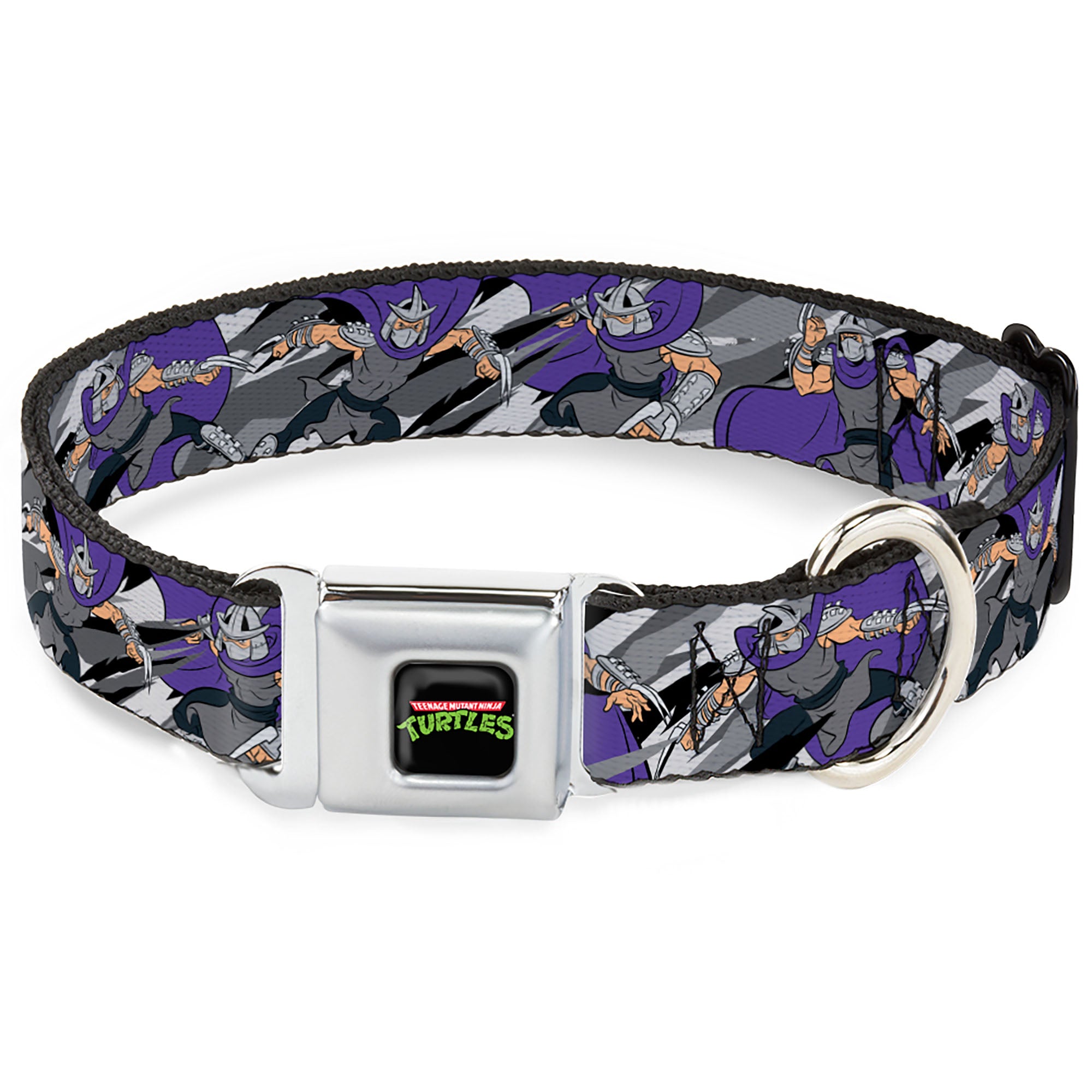 Classic TEENAGE MUTANT NINJA TURTLES Logo Seatbelt Buckle Collar - Teenage Mutant Ninja Turtles Shredder Action Poses Grays/Purple Seatbelt Buckle Collars Teenage Mutant Ninja Turtles