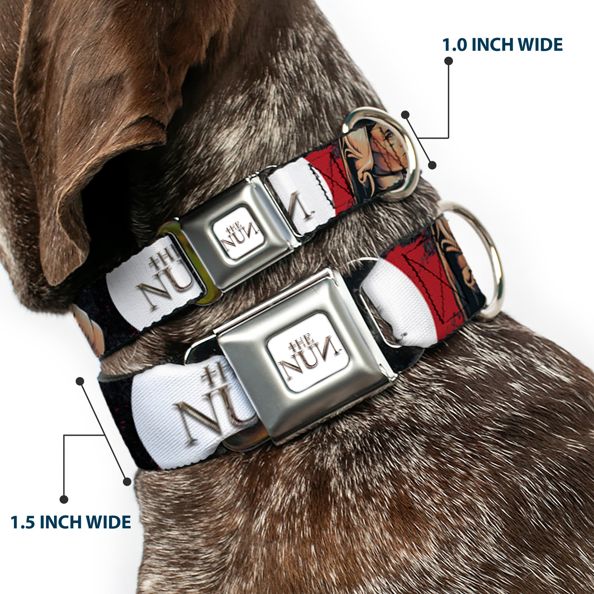 THE NUN Text Logo Full Color White/Grays Seatbelt Buckle Collar - THE NUN Sister Irene Poses Collage Seatbelt Buckle Collars The Nun