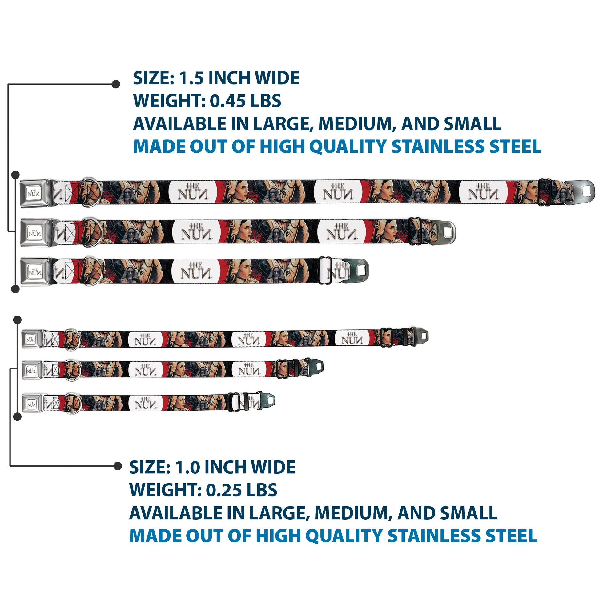 THE NUN Text Logo Full Color White/Grays Seatbelt Buckle Collar - THE NUN Sister Irene Poses Collage Seatbelt Buckle Collars The Nun