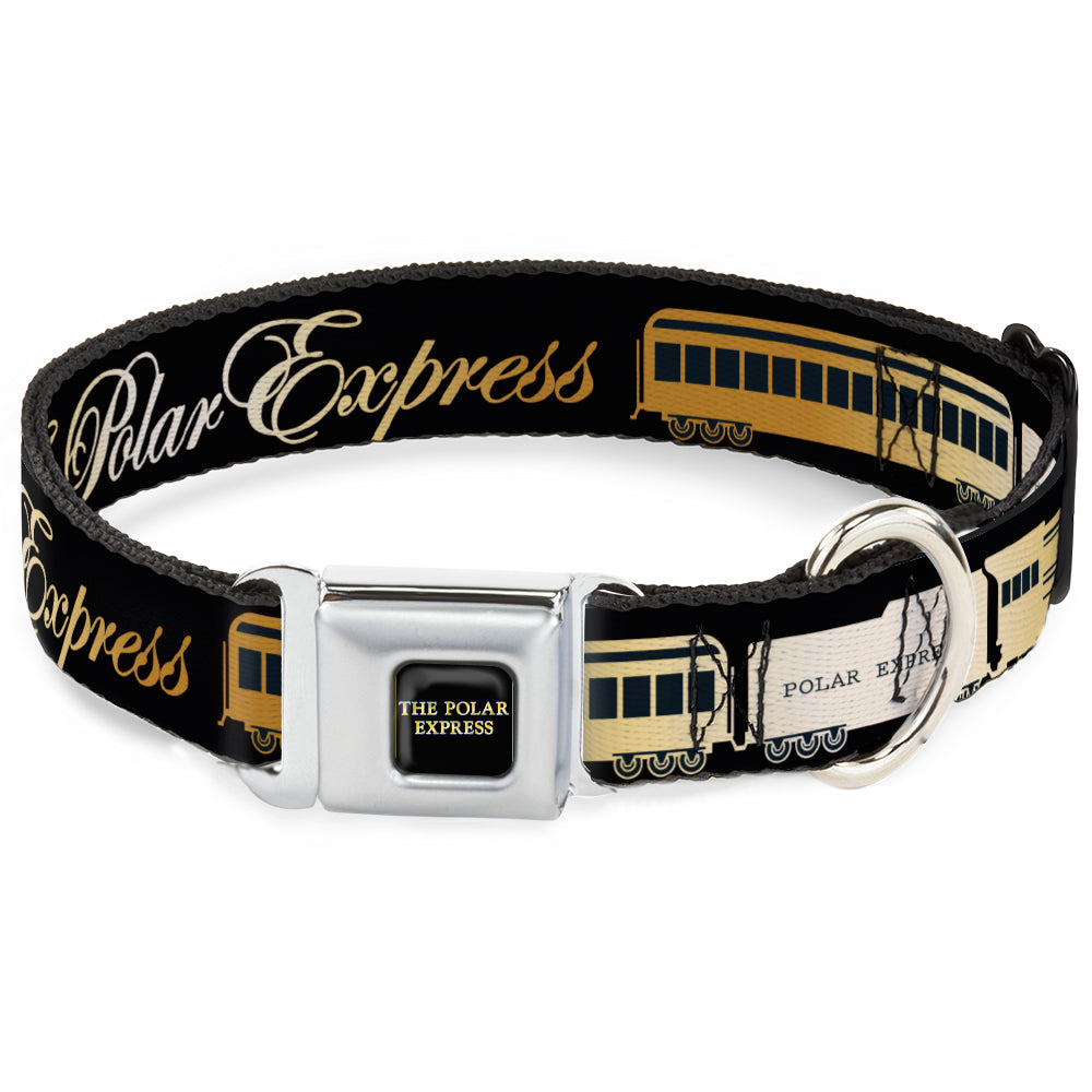 THE POLAR EXPRESS Text Logo Full Color Black/Golds Seatbelt Buckle Collar - POLAR EXPRESS Train Cars Black/Golds Seatbelt Buckle Collars The Polar Express
