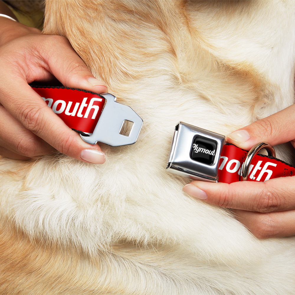 PLYMOUTH Text Logo Full Color Black/White Seatbelt Buckle Collar - PLYMOUTH Text Logo Red/White Seatbelt Buckle Collars Dodge