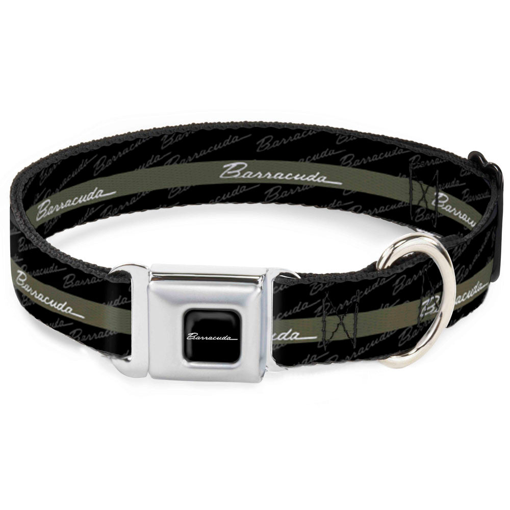 BARRACUDA Script Logo Full Color Black/White Seatbelt Buckle Collar - BARRACUDA Script Stripe/Monogram Black/Gray/Olive/Silver Seatbelt Buckle Collars Dodge