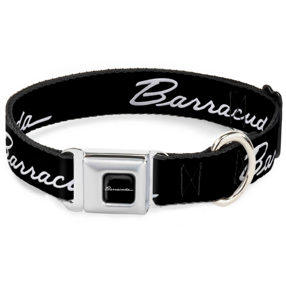 BARRACUDA Script Logo Full Color Black/White Seatbelt Buckle Collar - BARRACUDA Script Logo Black/Silver Seatbelt Buckle Collars Dodge