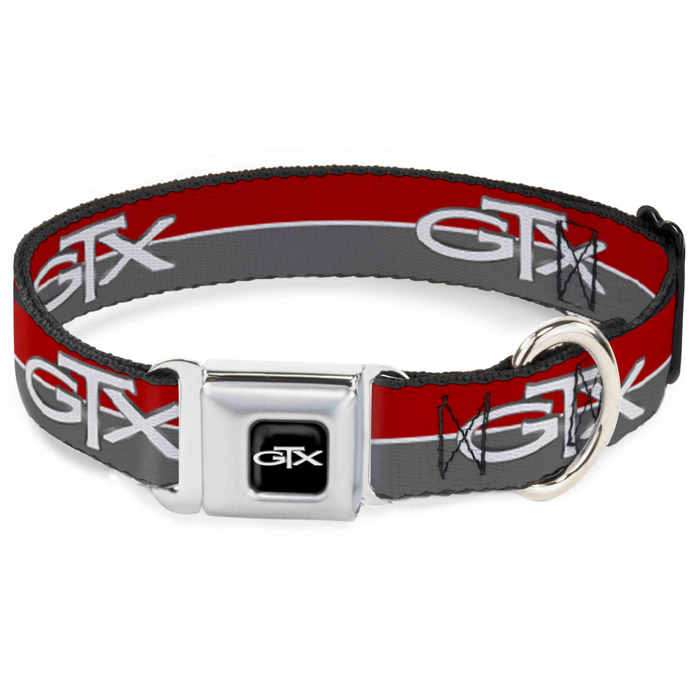 Plymouth GTX Emblem Full Color Black/Silver Fade/White Seatbelt Buckle Collar - Plymouth GTX Emblem/Stripe Red/White/Grays Seatbelt Buckle Collars Dodge