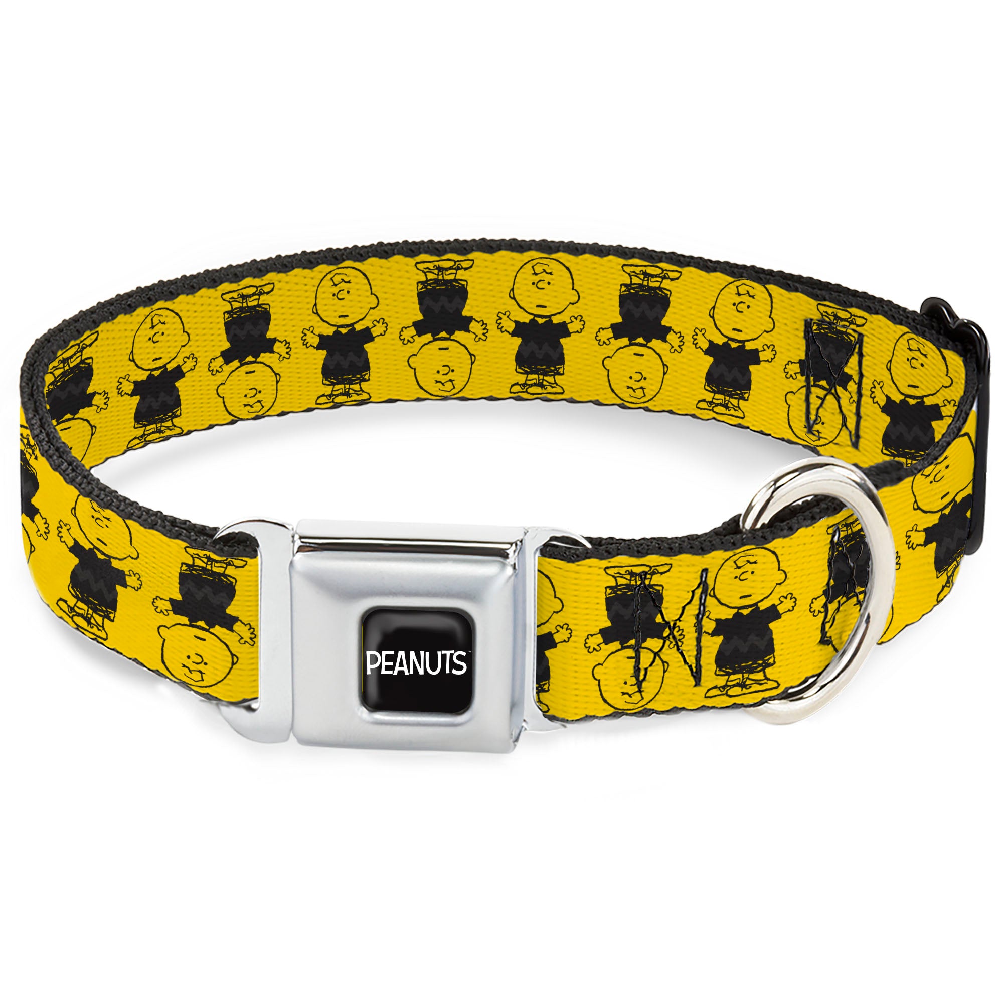 PEANUTS Title Logo Full Color Black/White Seatbelt Buckle Collar - Peanuts Charlie Brown Pose Flip Yellow/Black Seatbelt Buckle Collars Peanuts