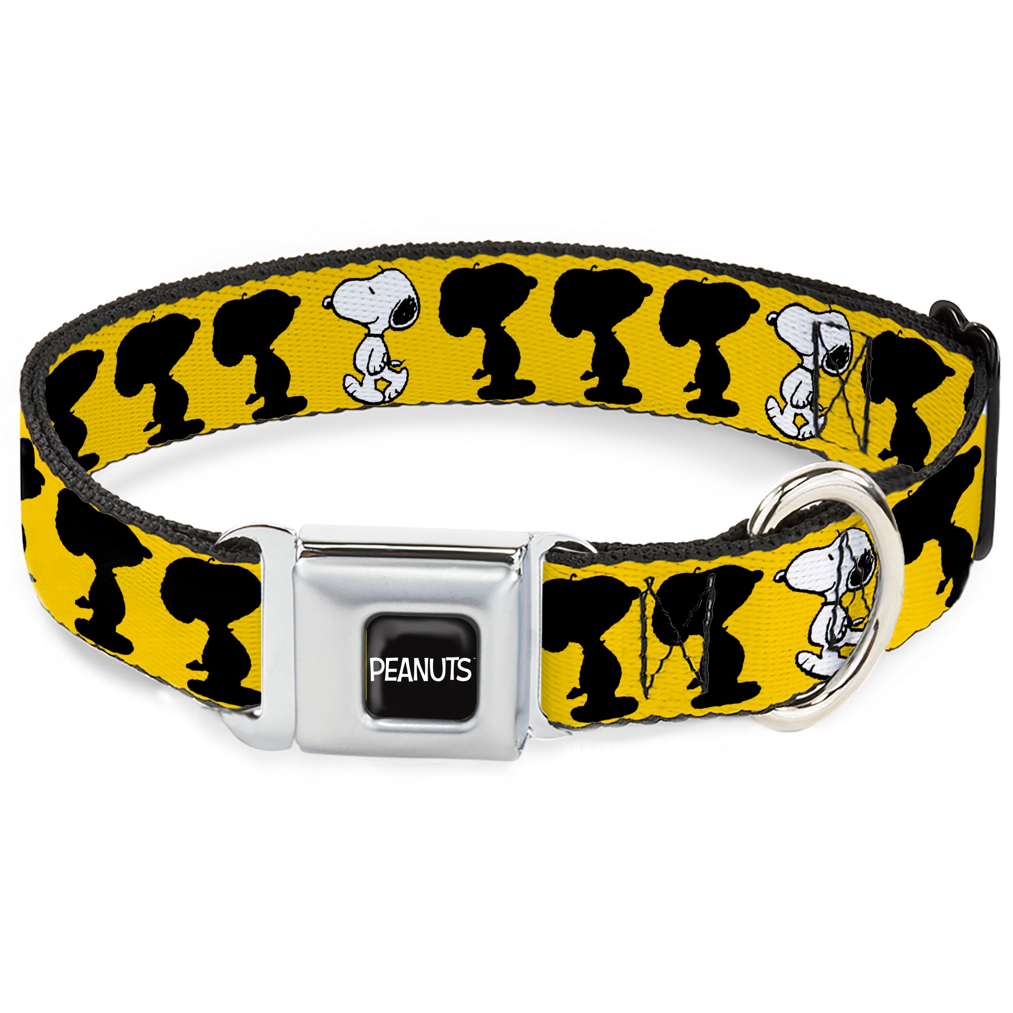 PEANUTS Title Logo Full Color Black/White Seatbelt Buckle Collar - Peanuts Snoopy Walking/Silhouette Pose Yellow/Black/White Seatbelt Buckle Collars Peanuts