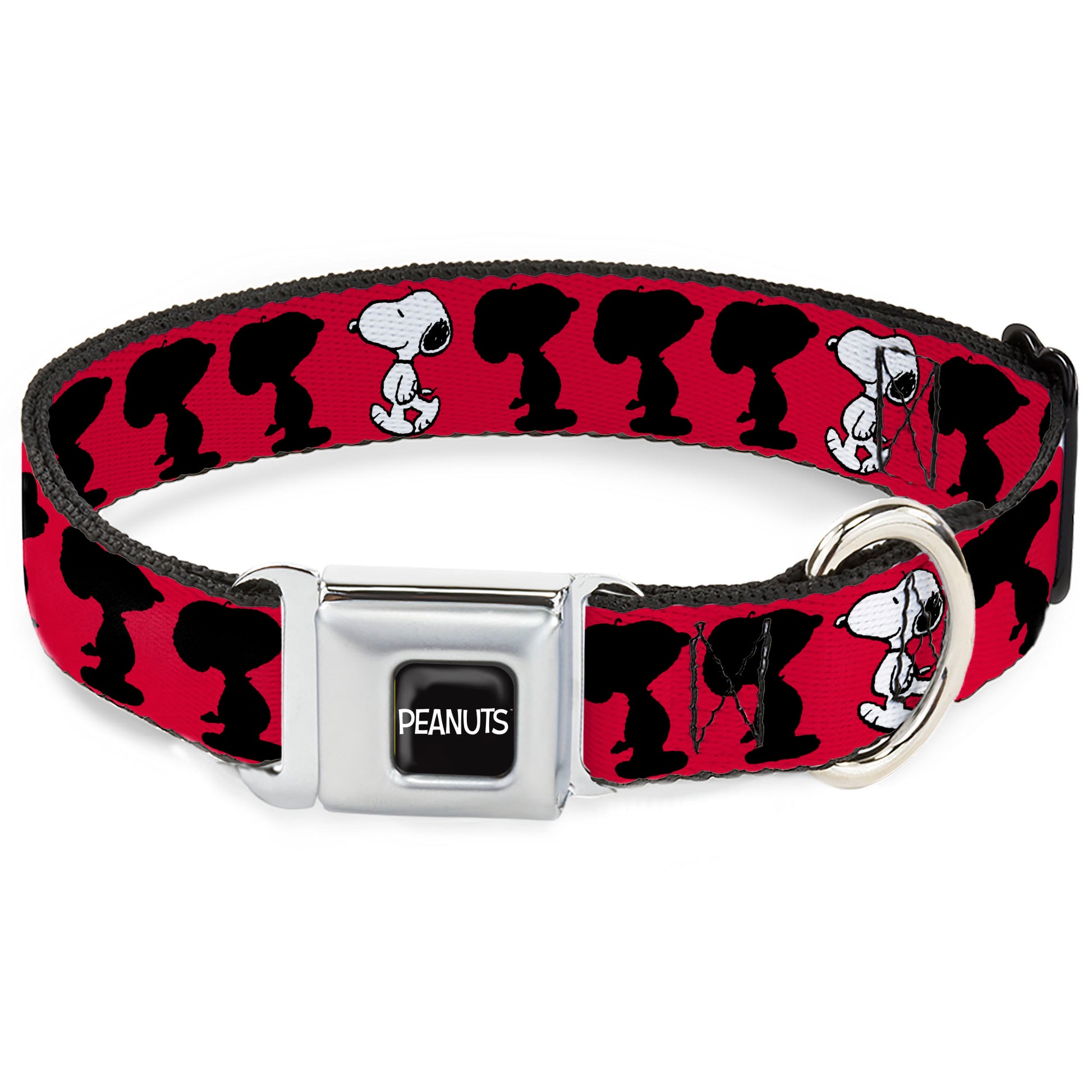 PEANUTS Title Logo Full Color Black/White Seatbelt Buckle Collar - Peanuts Snoopy Walking/Silhouette Pose Red/Black/White Seatbelt Buckle Collars Peanuts