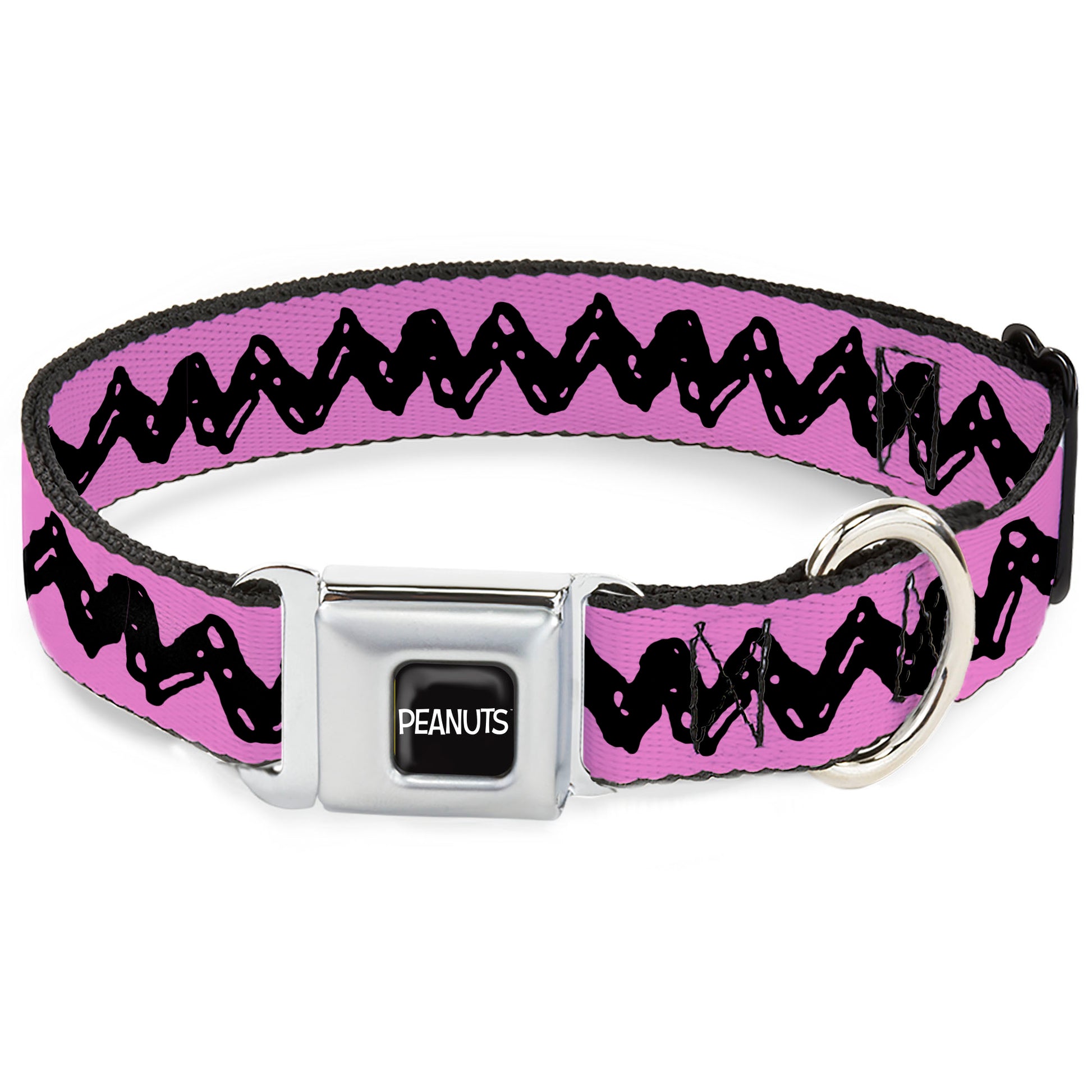 PEANUTS Title Logo Full Color Black/White Seatbelt Buckle Collar - Peanuts Charlie Brown Zig Zag Stripe Pink/Black Seatbelt Buckle Collars Peanuts