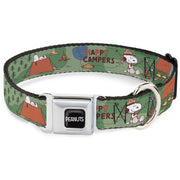 PEANUTS Title Logo Full Color Black/White Seatbelt Buckle Collar - Peanuts HAPPY CAMPER BEAGLE SCOUTS Scenes Seatbelt Buckle Collars Peanuts