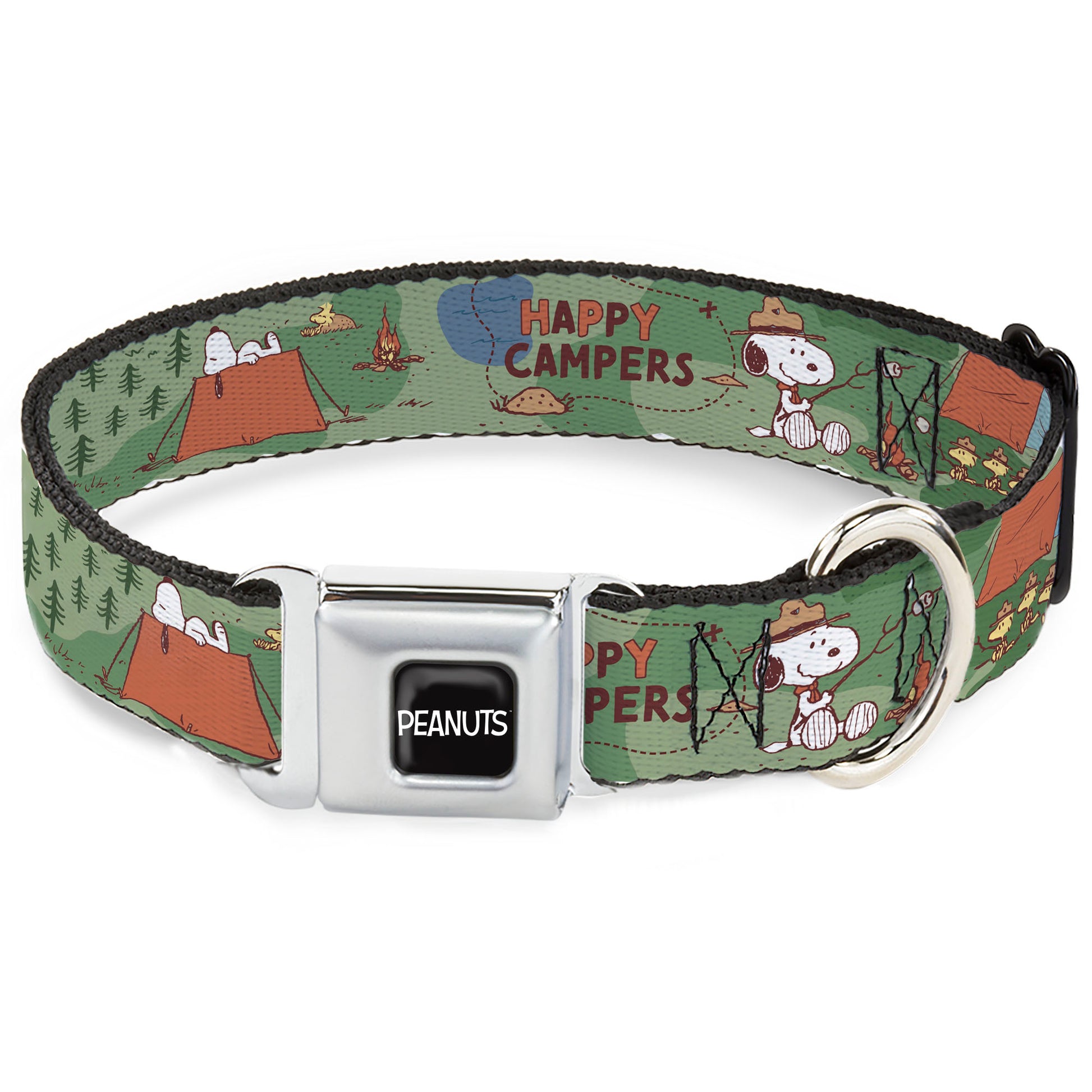 PEANUTS Title Logo Full Color Black/White Seatbelt Buckle Collar - Peanuts HAPPY CAMPER BEAGLE SCOUTS Scenes Seatbelt Buckle Collars Peanuts