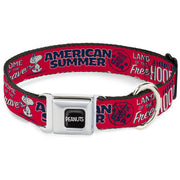 PEANUTS Title Logo Full Color Black/White Seatbelt Buckle Collar - Peanuts Gang AMERICAN SUMMER Poses Red/Blue/White Seatbelt Buckle Collars Peanuts