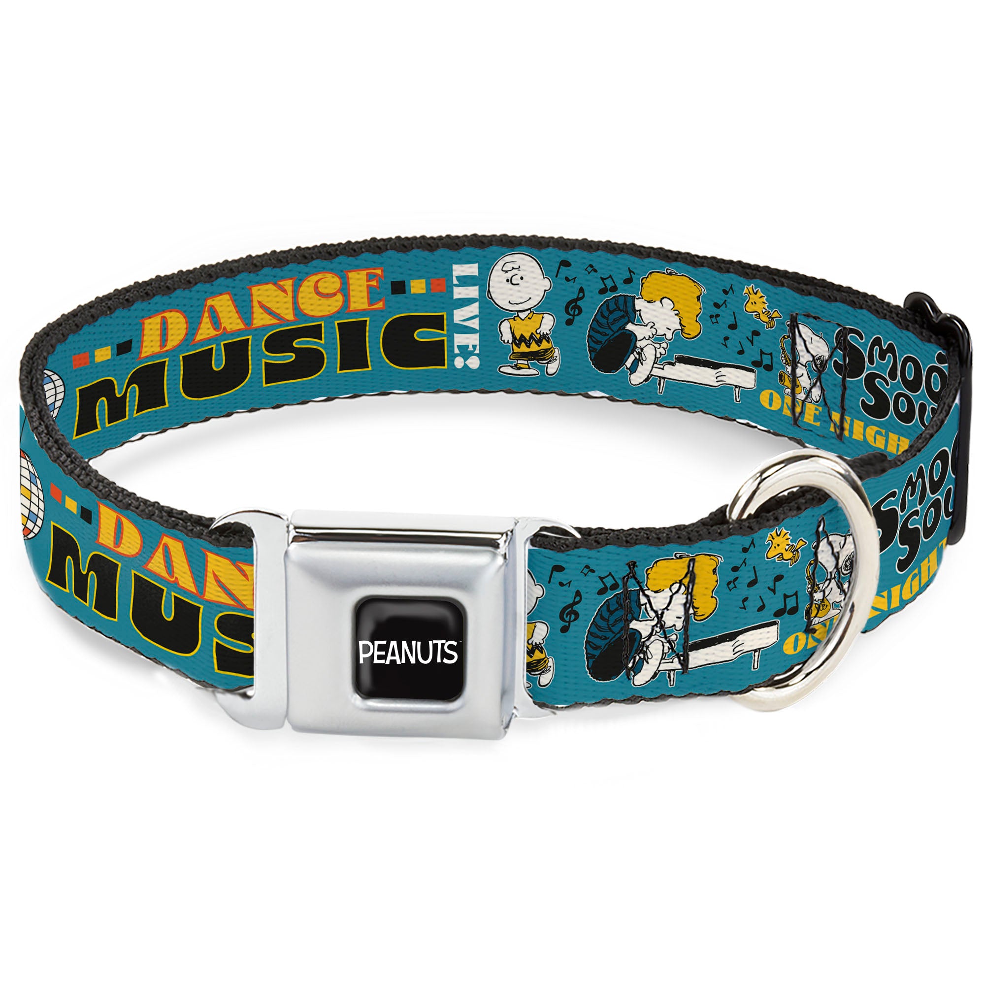 PEANUTS Title Logo Full Color Black/White Seatbelt Buckle Collar - Peanuts Gang DANCE MUSIC Poses and Quotes Blue/Multi Color Seatbelt Buckle Collars Peanuts