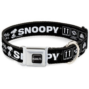 PEANUTS Title Logo Full Color Black/White Seatbelt Buckle Collar - Peanuts SNOOPY Care Symbols 100% ORIGINAL Black/White Seatbelt Buckle Collars Peanuts