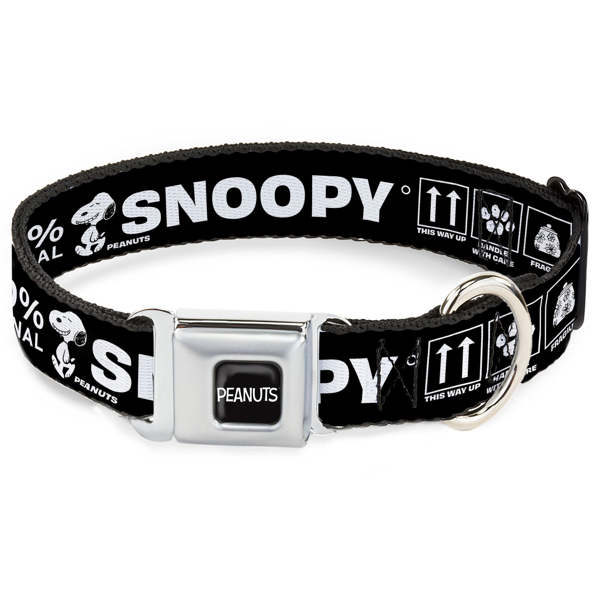 PEANUTS Title Logo Full Color Black/White Seatbelt Buckle Collar - Peanuts SNOOPY Care Symbols 100% ORIGINAL Black/White Seatbelt Buckle Collars Peanuts
