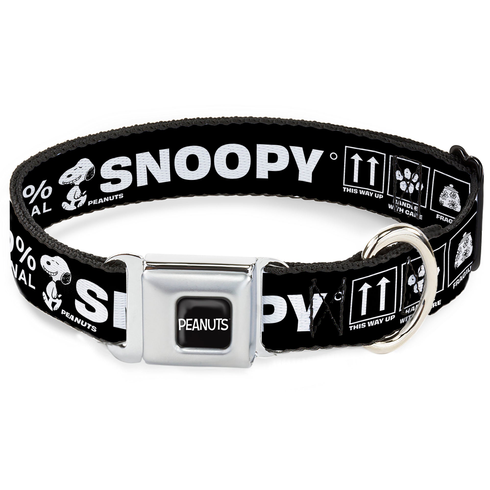 PEANUTS Title Logo Full Color Black/White Seatbelt Buckle Collar - Peanuts SNOOPY Care Symbols 100% ORIGINAL Black/White Seatbelt Buckle Collars Peanuts