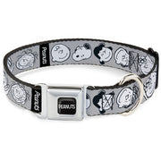 PEANUTS Title Logo Full Color Black/White Seatbelt Buckle Collar - Peanuts Gang Expressions Gray/Black/White Seatbelt Buckle Collars Peanuts