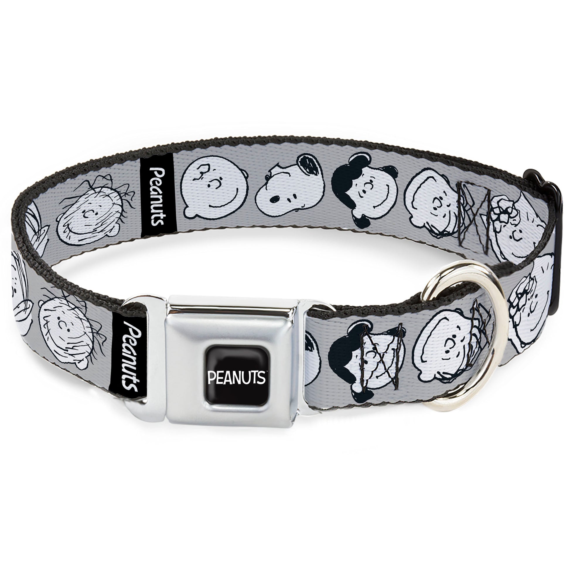 PEANUTS Title Logo Full Color Black/White Seatbelt Buckle Collar - Peanuts Gang Expressions Gray/Black/White Seatbelt Buckle Collars Peanuts
