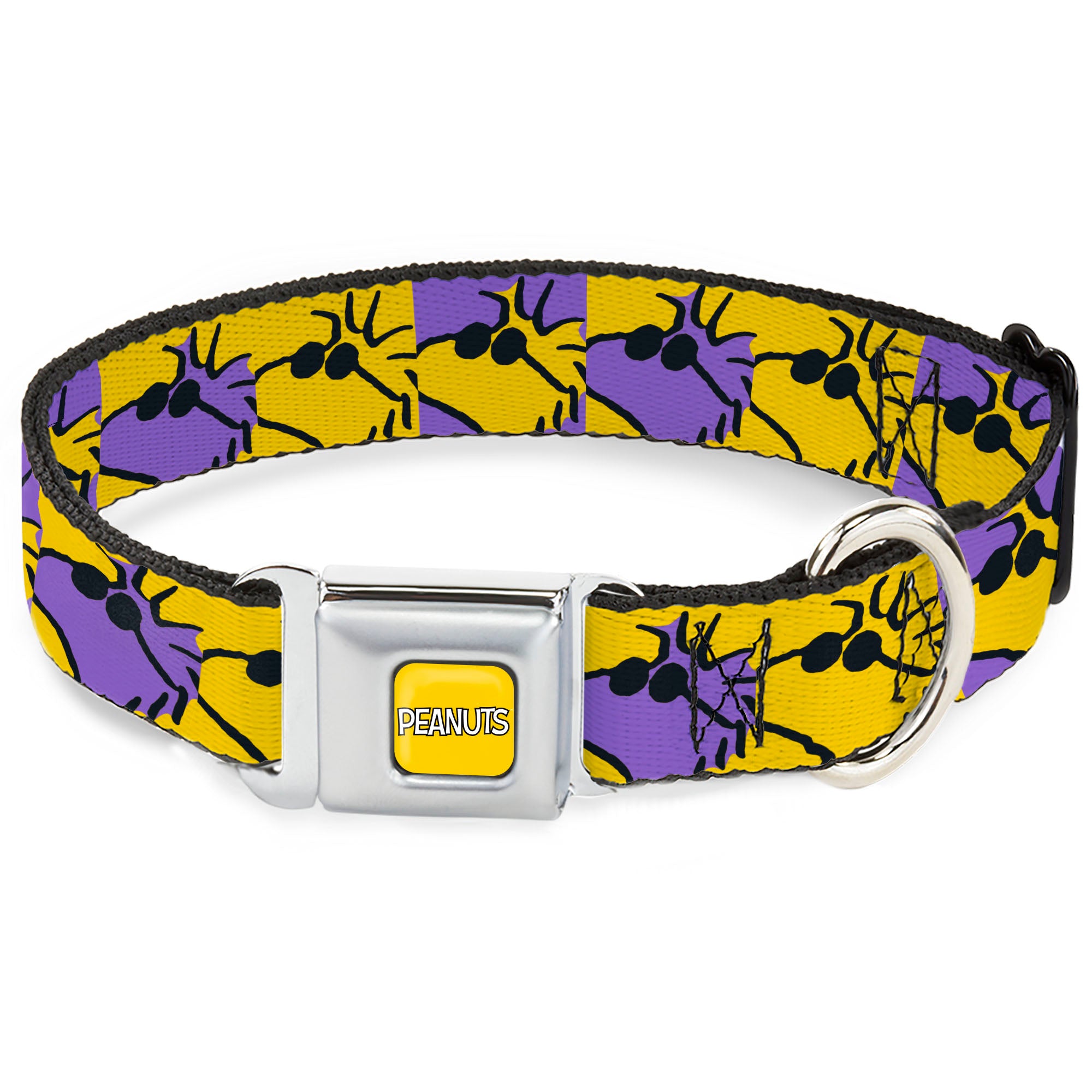 PEANUTS Title Logo Full Color Yellow/White Seatbelt Buckle Collar - Peanuts Woodstock Shades Pose Blocks Blue/Yellow/Black Seatbelt Buckle Collars Peanuts