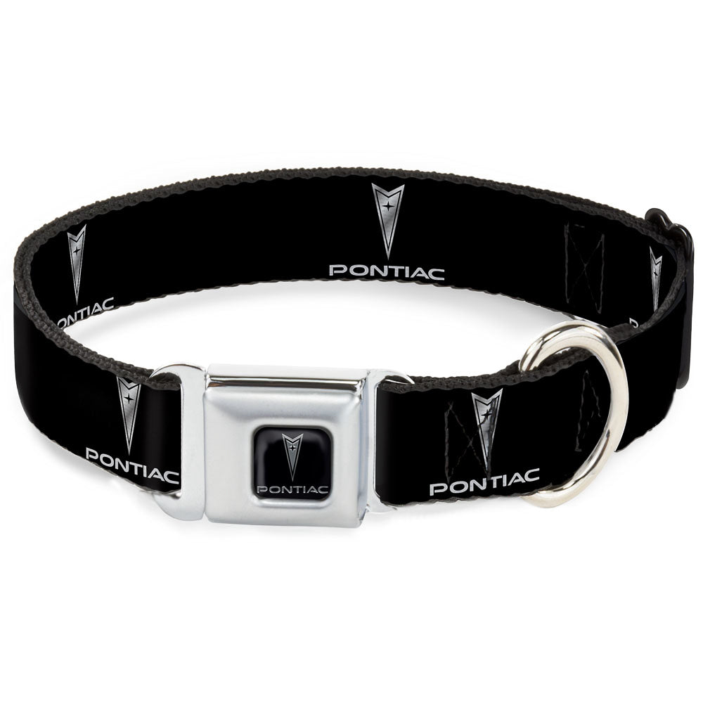 Pontiac Seatbelt Buckle Collar - Pontiac Black/Silver Logo REPEAT Seatbelt Buckle Collars GM General Motors