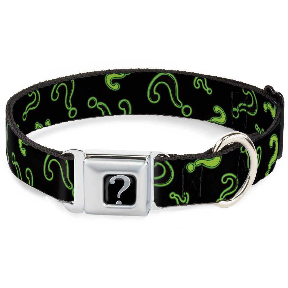 Riddler "?" Black/Silver Seatbelt Buckle Collar - Question Mark Scattere2 Black/Neon Green Seatbelt Buckle Collars DC Comics