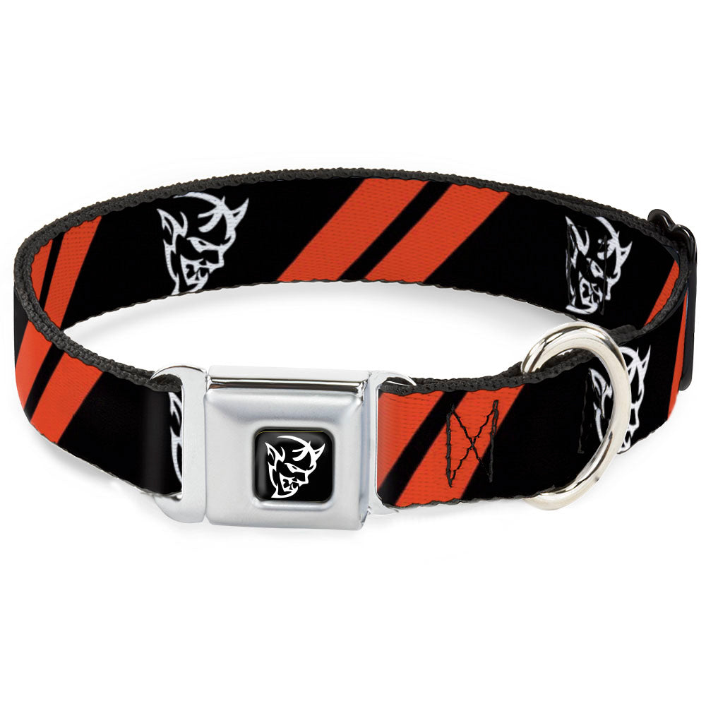 Dodge Demon Icon Full Color Black/White Seatbelt Buckle Collar - Dodge Stripes/Demon Icon Black/Red/White Seatbelt Buckle Collars Dodge