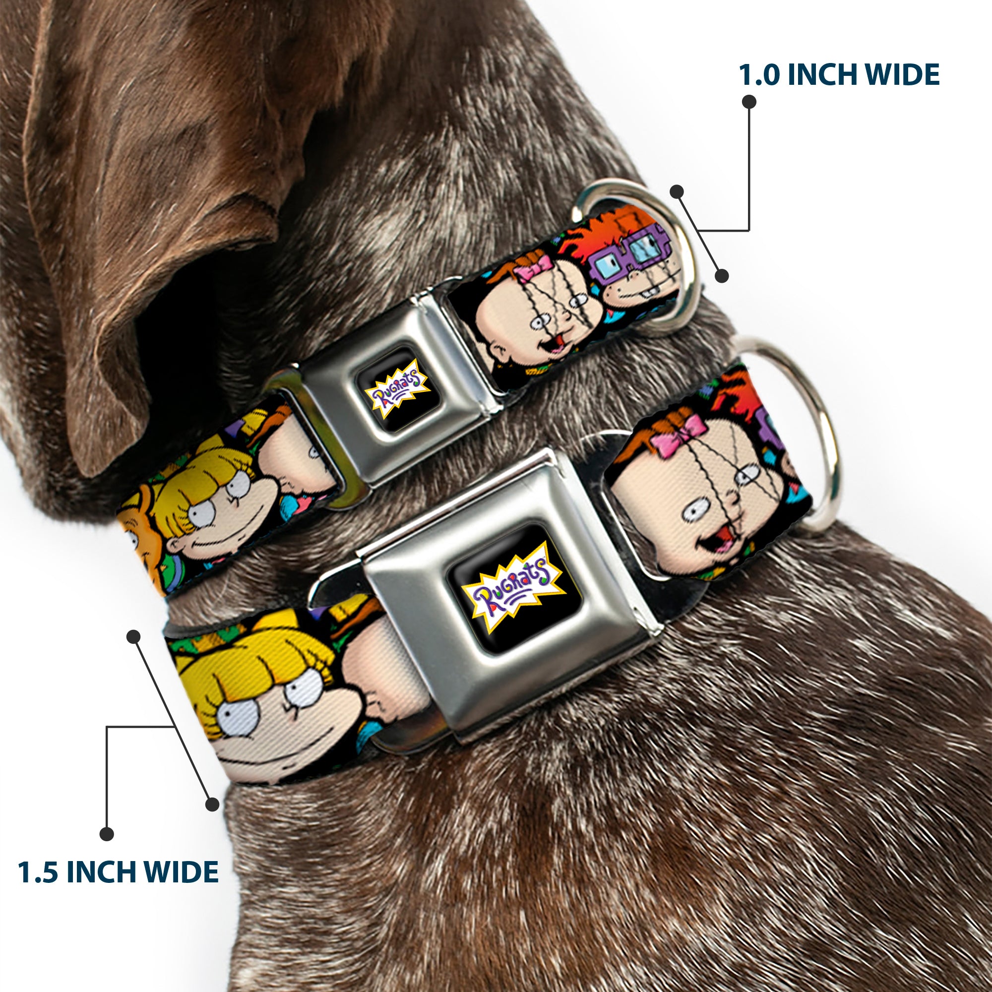 RUGRATS Logo Full Color Seatbelt Buckle Collar - Rugrats Character Faces CLOSE-UP Seatbelt Buckle Collars Rugrats