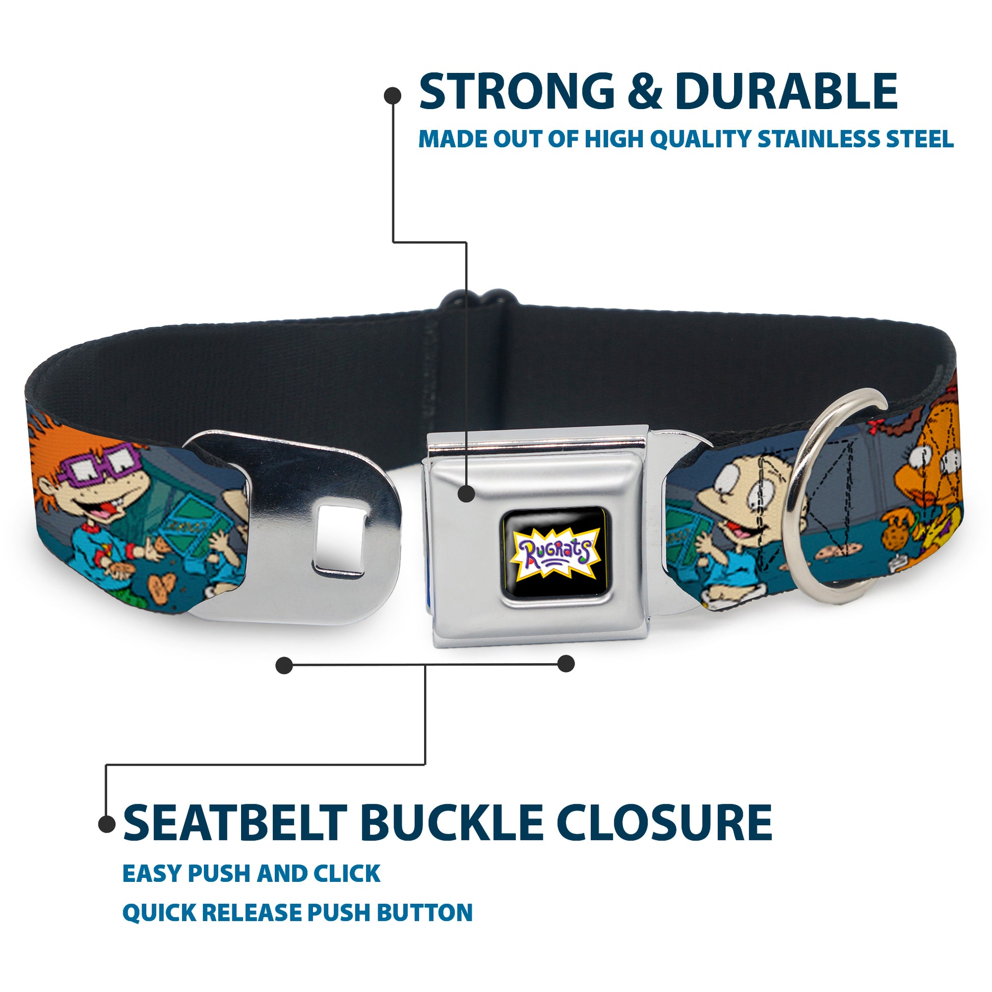 RUGRATS Logo Full Color Seatbelt Buckle Collar - Rugrats Cookie Scene Seatbelt Buckle Collars Rugrats