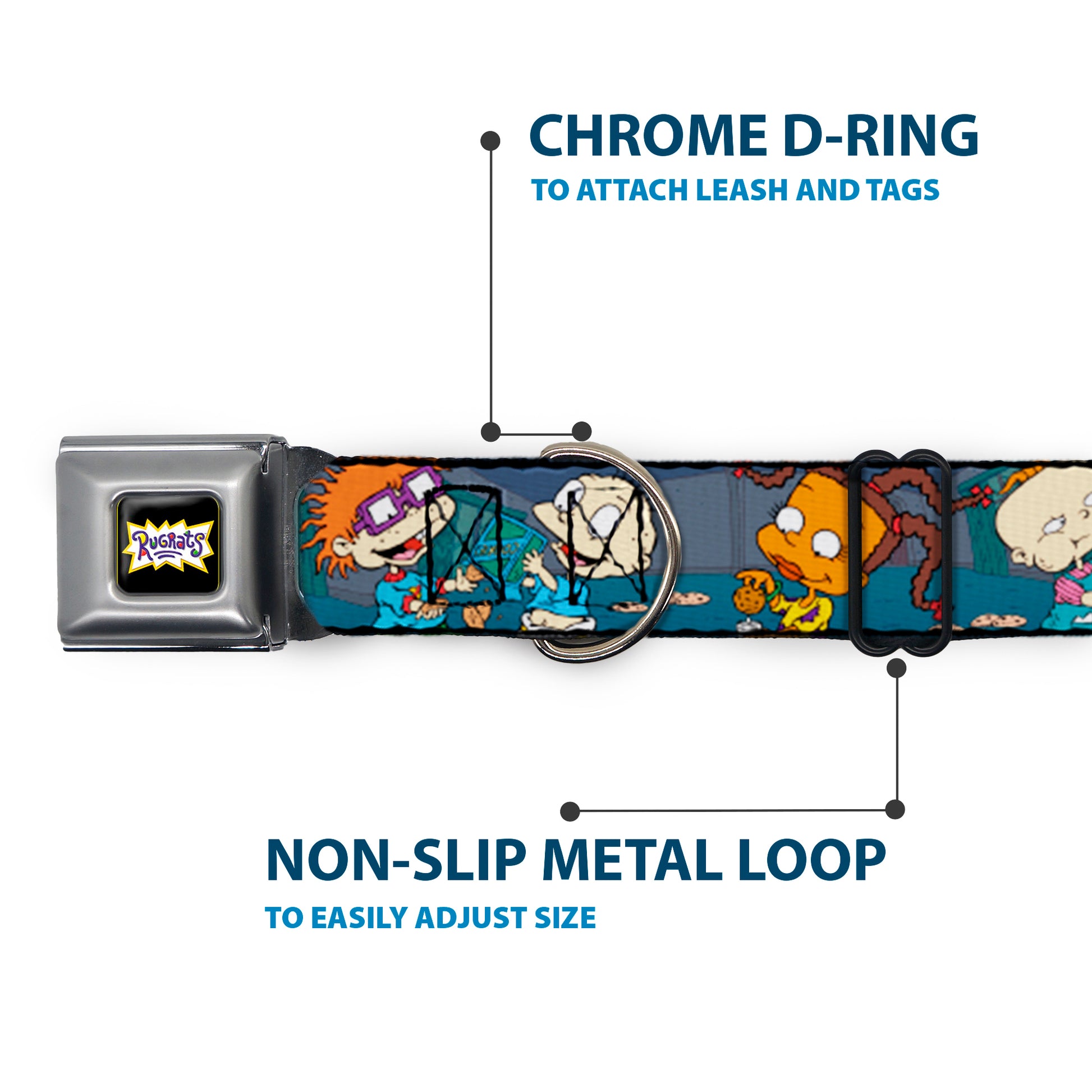 RUGRATS Logo Full Color Seatbelt Buckle Collar - Rugrats Cookie Scene Seatbelt Buckle Collars Rugrats