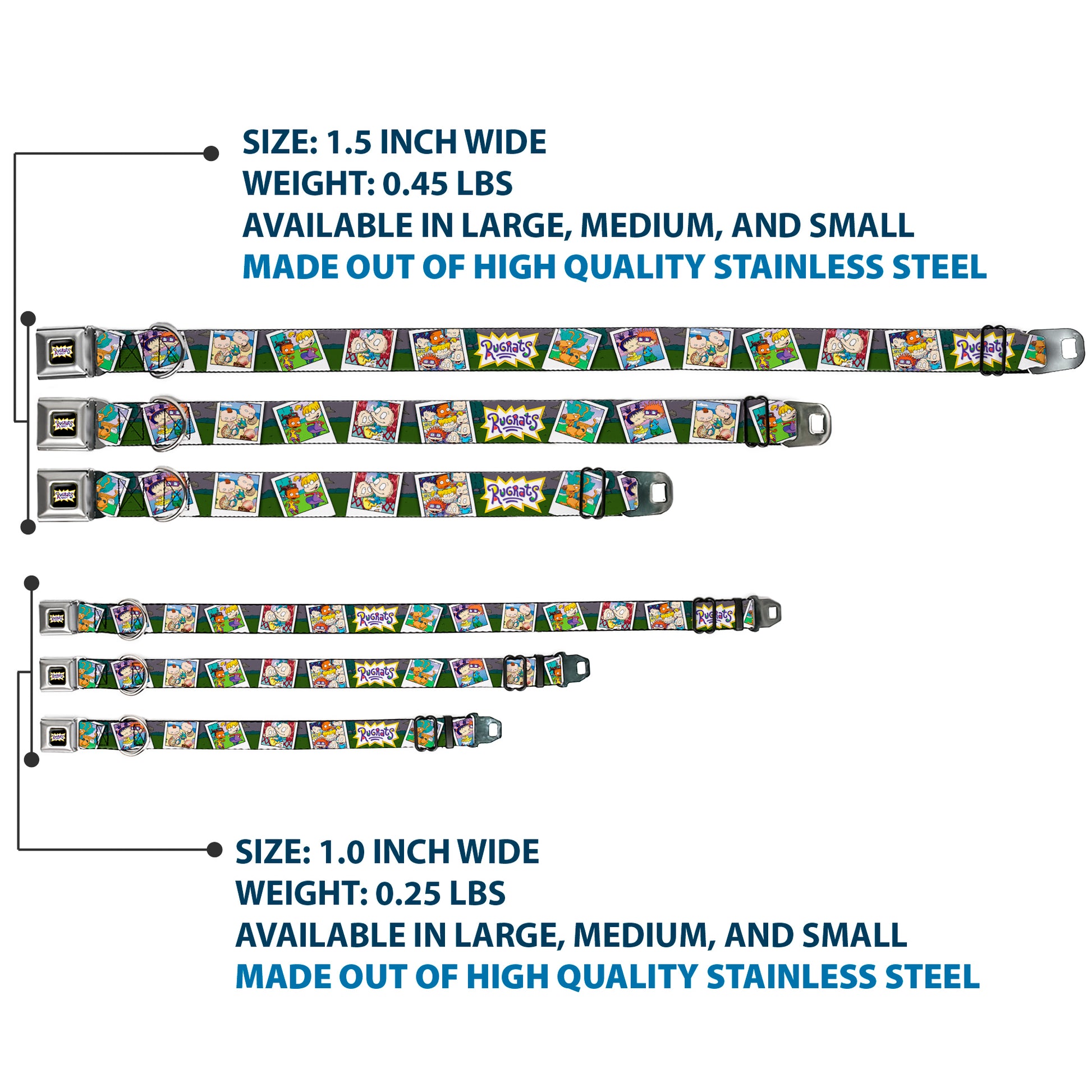 RUGRATS Logo Full Color Seatbelt Buckle Collar - RUGRATS Character Snapshots Seatbelt Buckle Collars Rugrats