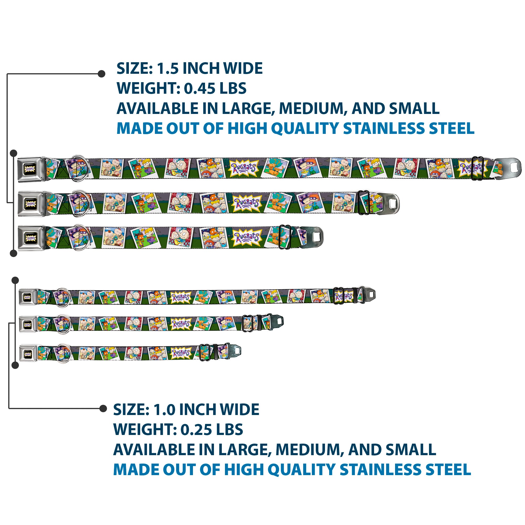 RUGRATS Logo Full Color Seatbelt Buckle Collar - RUGRATS Character Snapshots Seatbelt Buckle Collars Rugrats
