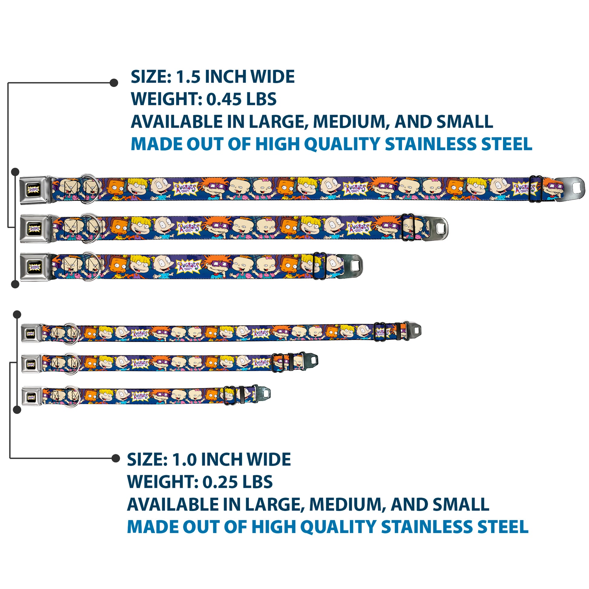 RUGRATS Logo Full Color Seatbelt Buckle Collar - RUGRATS Group Pose Seatbelt Buckle Collars Rugrats