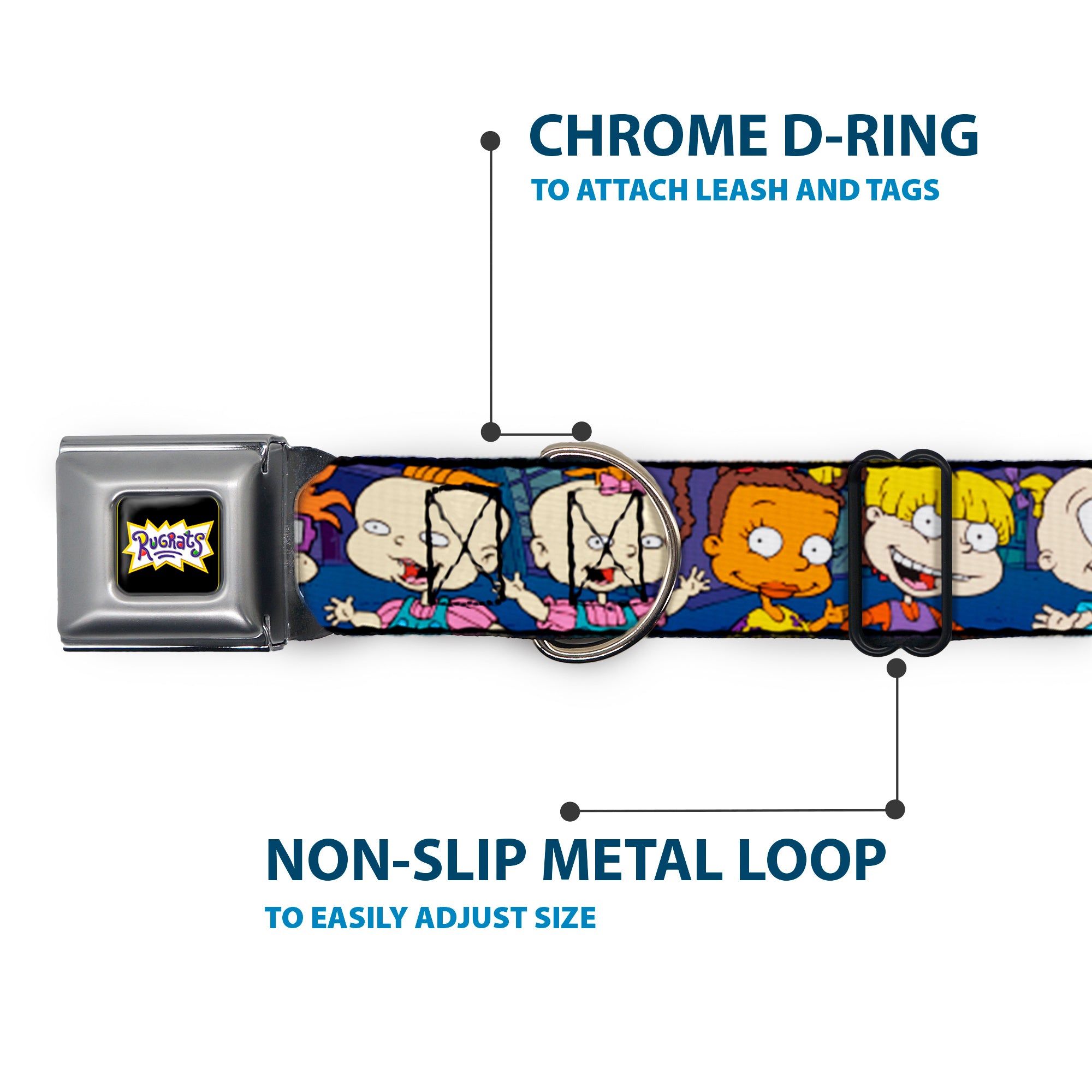 RUGRATS Logo Full Color Seatbelt Buckle Collar - RUGRATS Group Pose Seatbelt Buckle Collars Rugrats