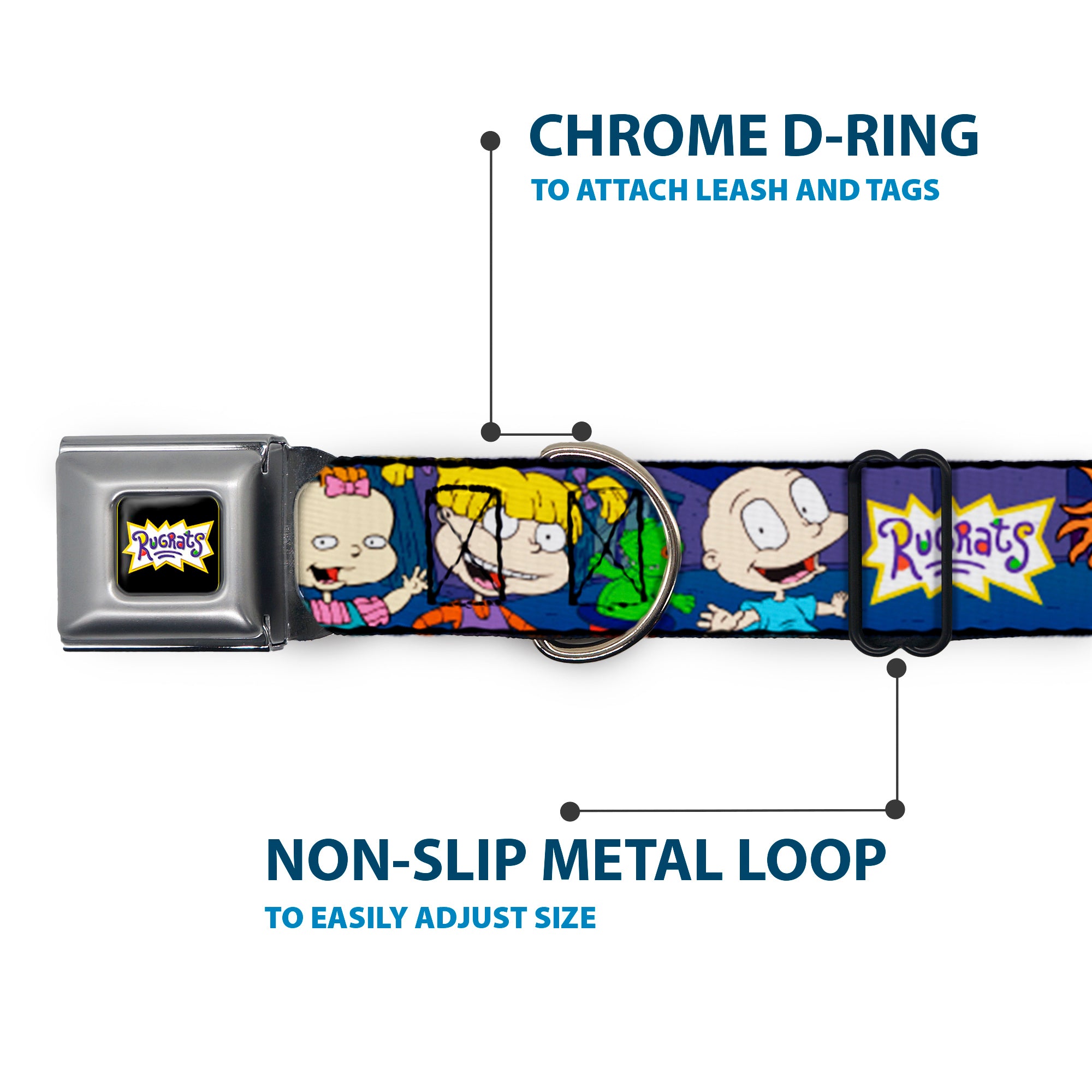 RUGRATS Logo Full Color Seatbelt Buckle Collar - RUGRATS Group Pose2 w/Reptar Seatbelt Buckle Collars Rugrats