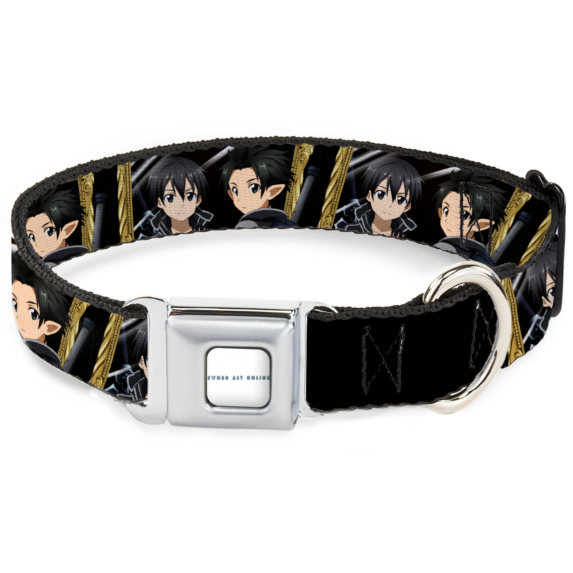 SWORD ART ONLINE Title Logo Full Color White/Blue Seatbelt Buckle Collar - SWORD ART ONLINE Kirito Reflection Poses and Title Logo Black Seatbelt Buckle Collars Sword Art Online