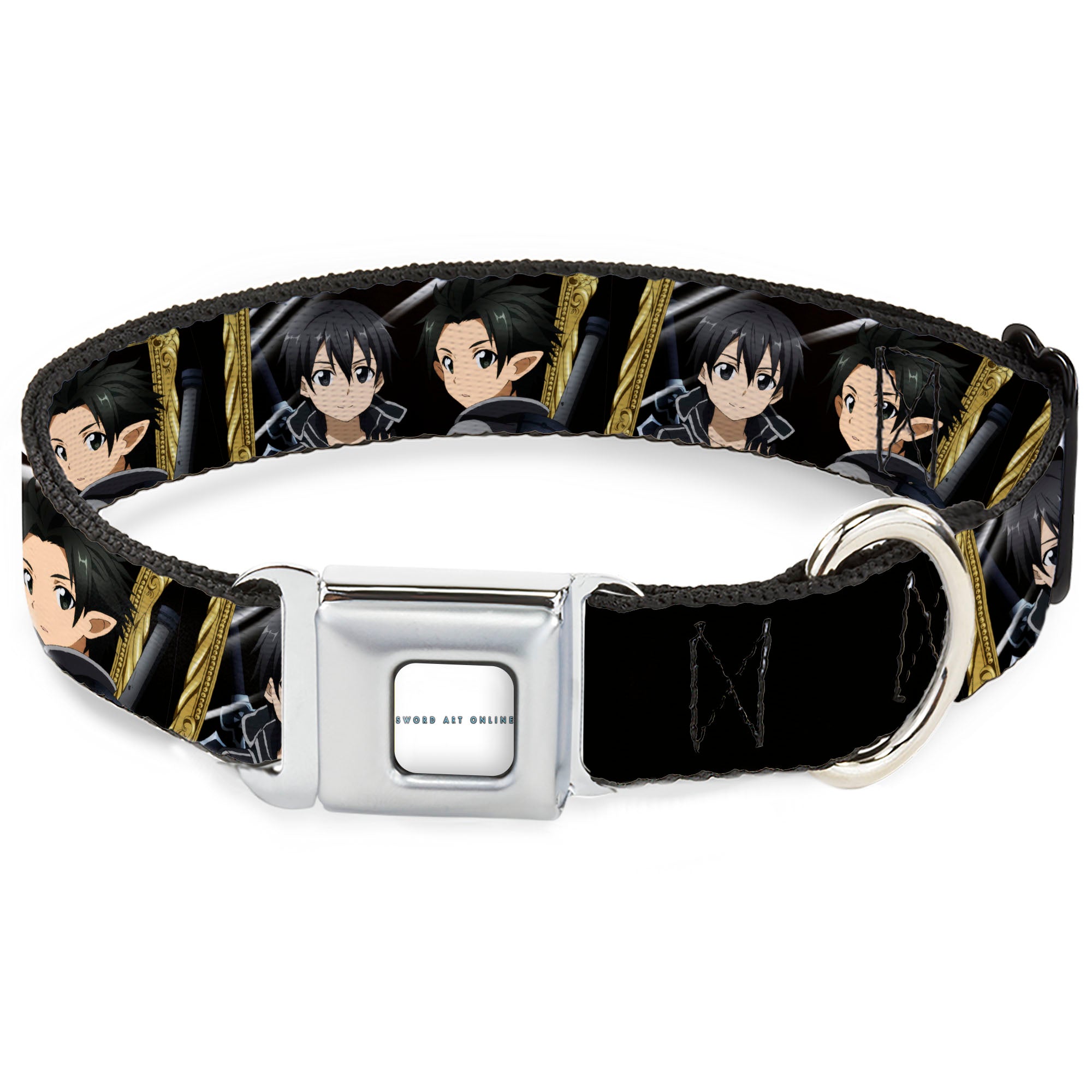SWORD ART ONLINE Title Logo Full Color White/Blue Seatbelt Buckle Collar - SWORD ART ONLINE Kirito Reflection Poses and Title Logo Black Seatbelt Buckle Collars Sword Art Online