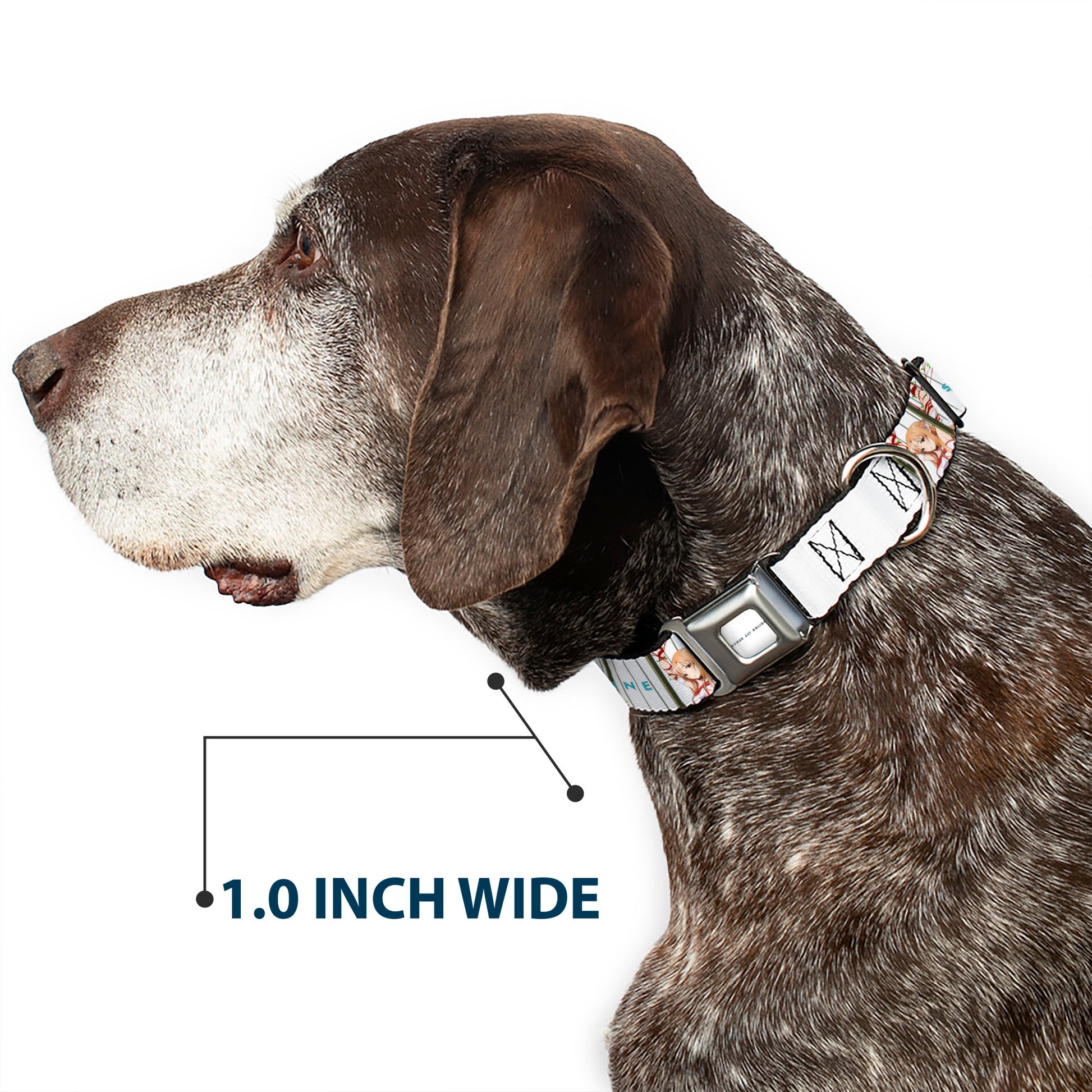 SWORD ART ONLINE Title Logo Full Color White/Blue Seatbelt Buckle Collar - SWORD ART ONLINE Asuna Cage Trap Pose and Title Logo White Seatbelt Buckle Collars Sword Art Online