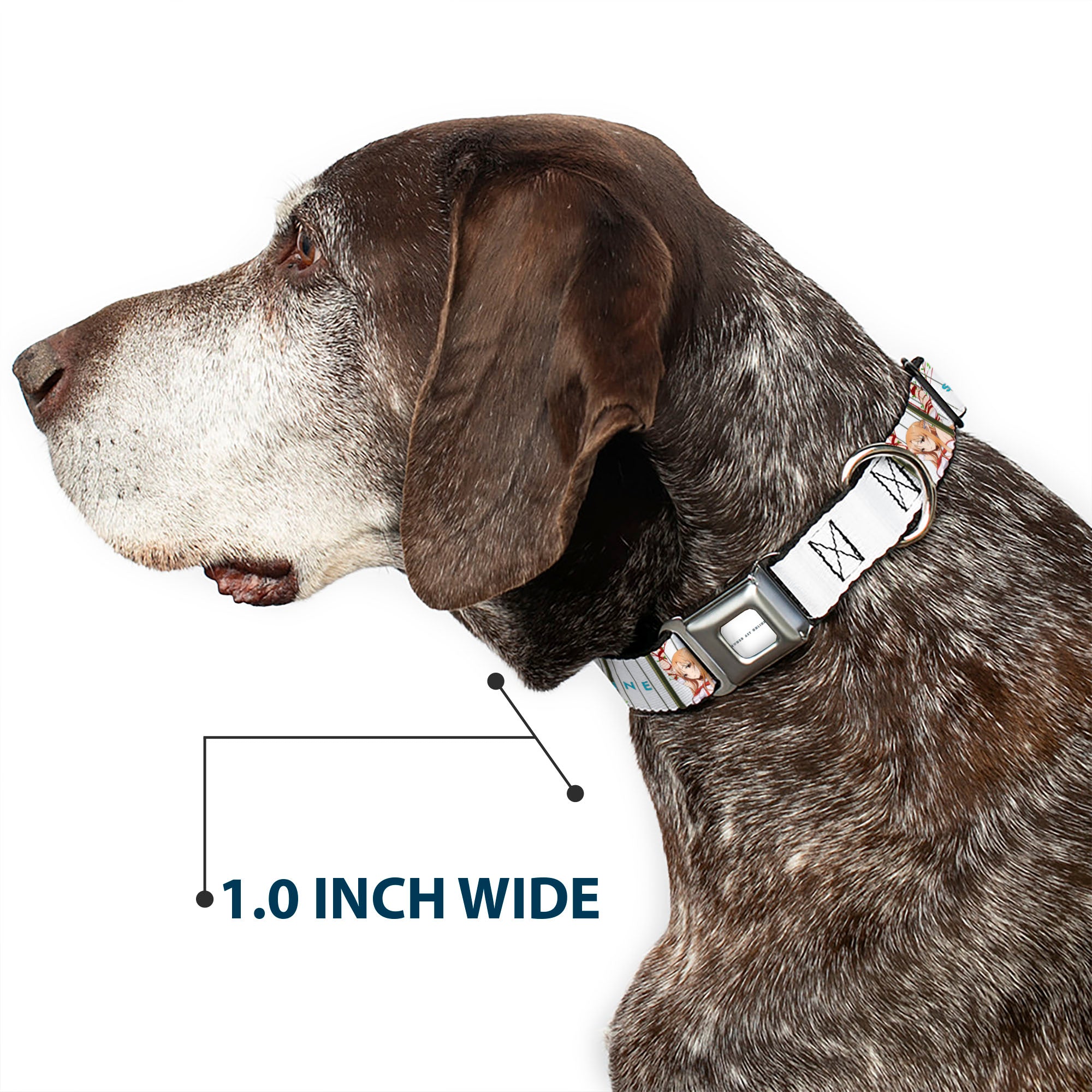 SWORD ART ONLINE Title Logo Full Color White/Blue Seatbelt Buckle Collar - SWORD ART ONLINE Asuna Cage Trap Pose and Title Logo White Seatbelt Buckle Collars Sword Art Online