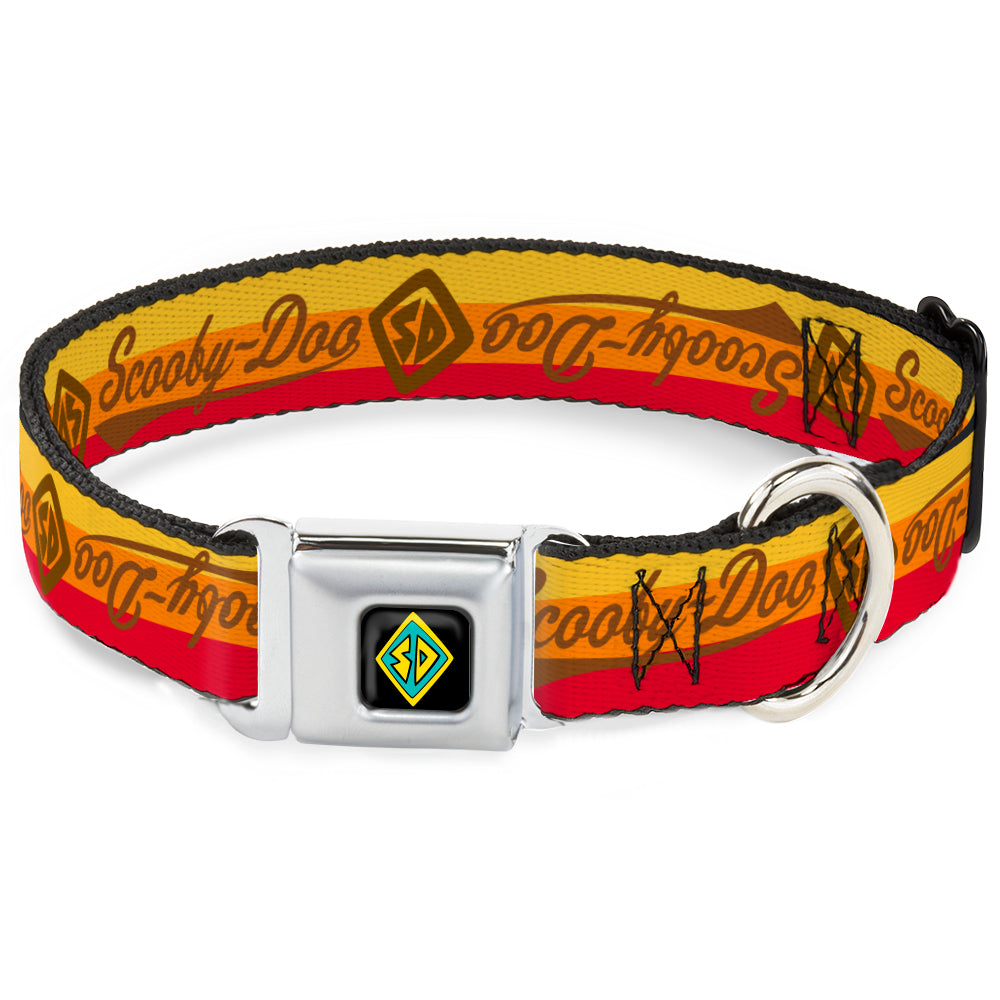 Scooby Doo Dog Tag Full Color Seatbelt Buckle Collar - SCOOBY-DOO Script/SD Icon Stripe Yellow/Orange/Red/Brown Seatbelt Buckle Collars Scooby Doo